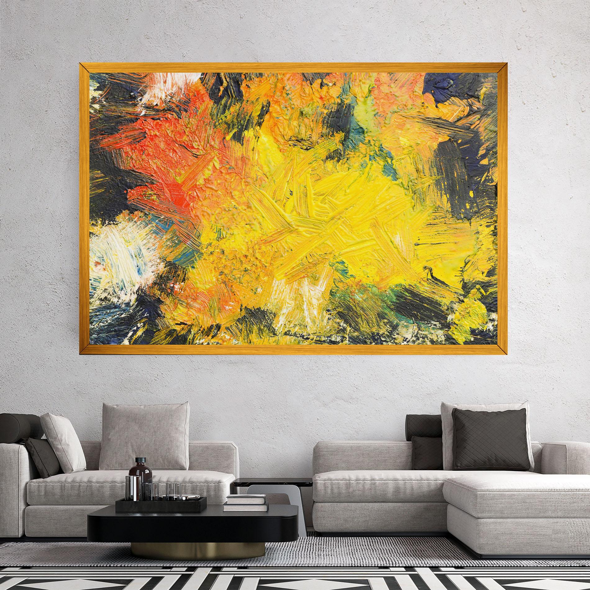 Leinwandbild Artistic Yellow Painting mockup 2