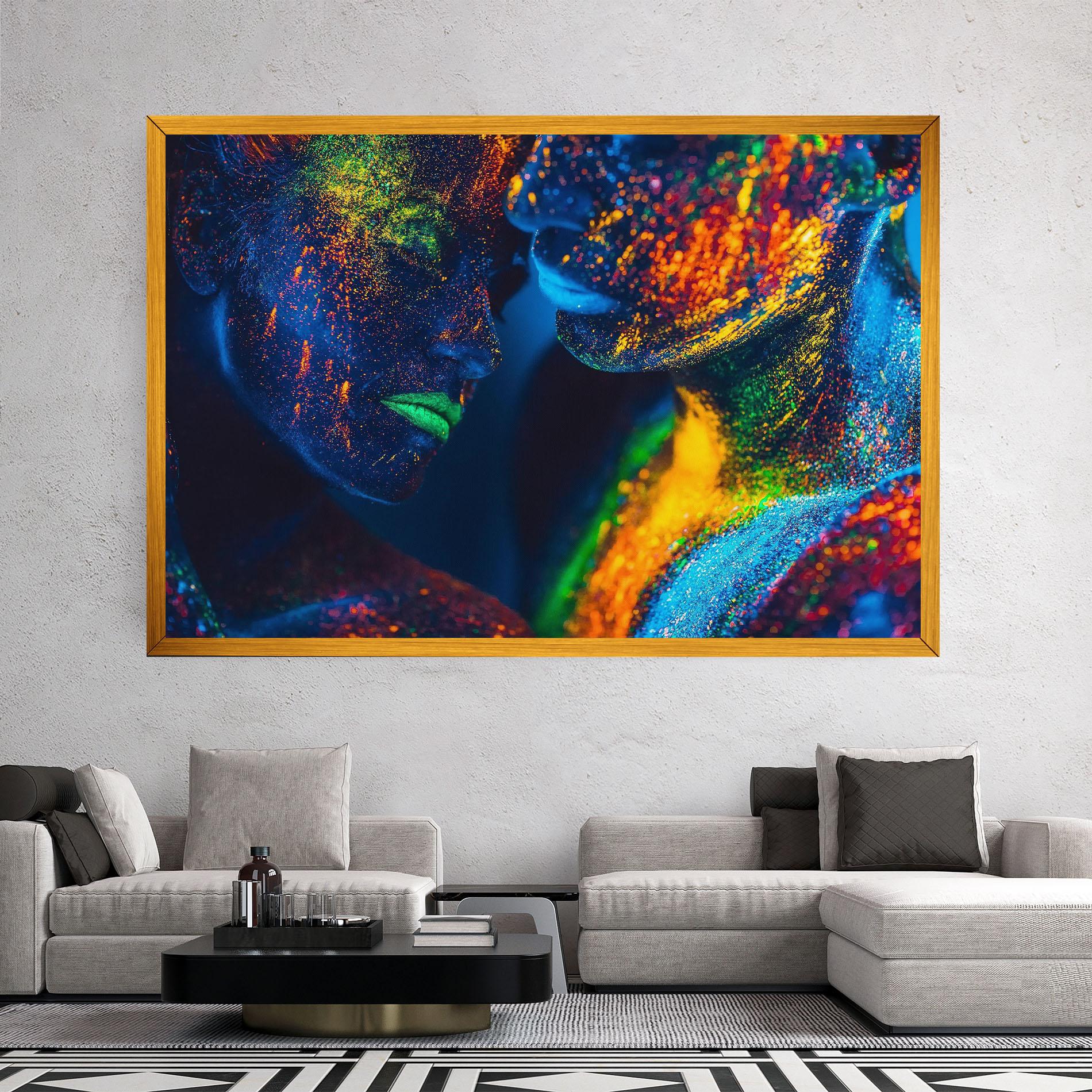 Leinwandbild Fluorescent Green Lips mockup 2