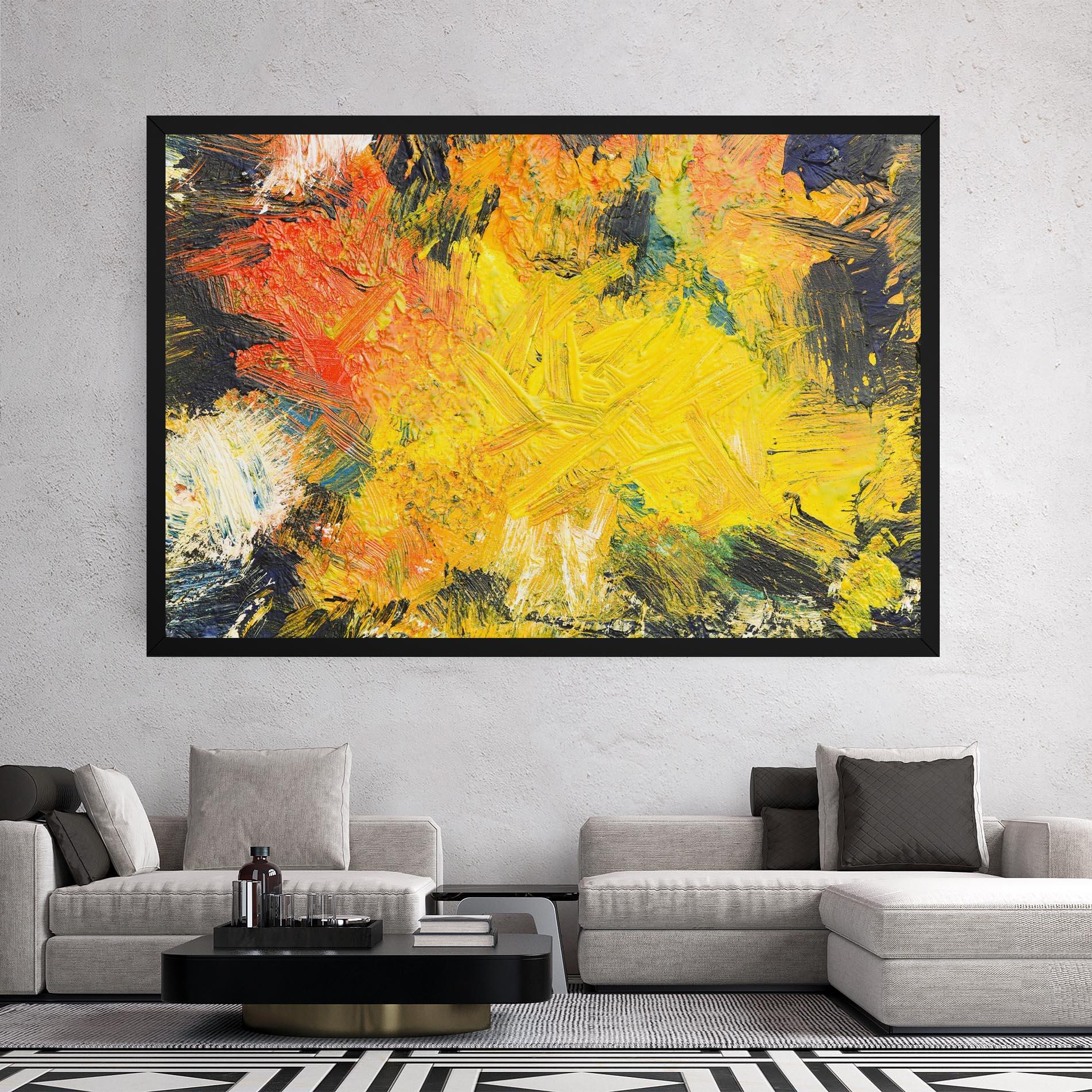 Leinwandbild Artistic Yellow Painting mockup 2