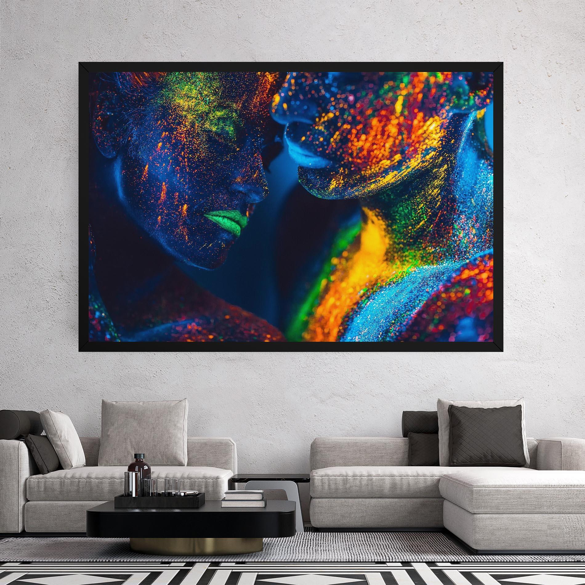 Leinwandbild Fluorescent Green Lips mockup 2