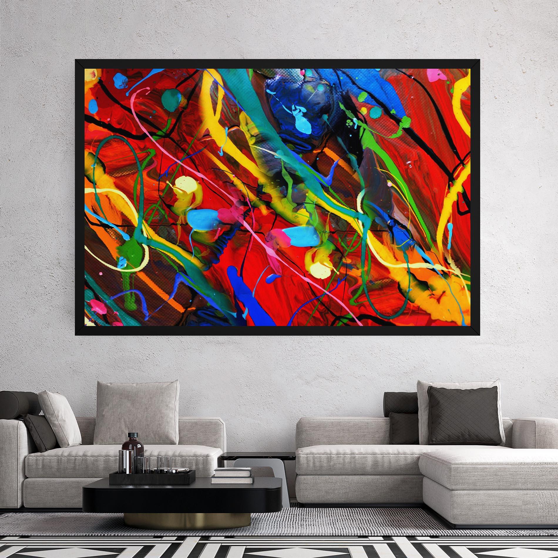 Leinwandbild Hand Draw Red Painting mockup 2