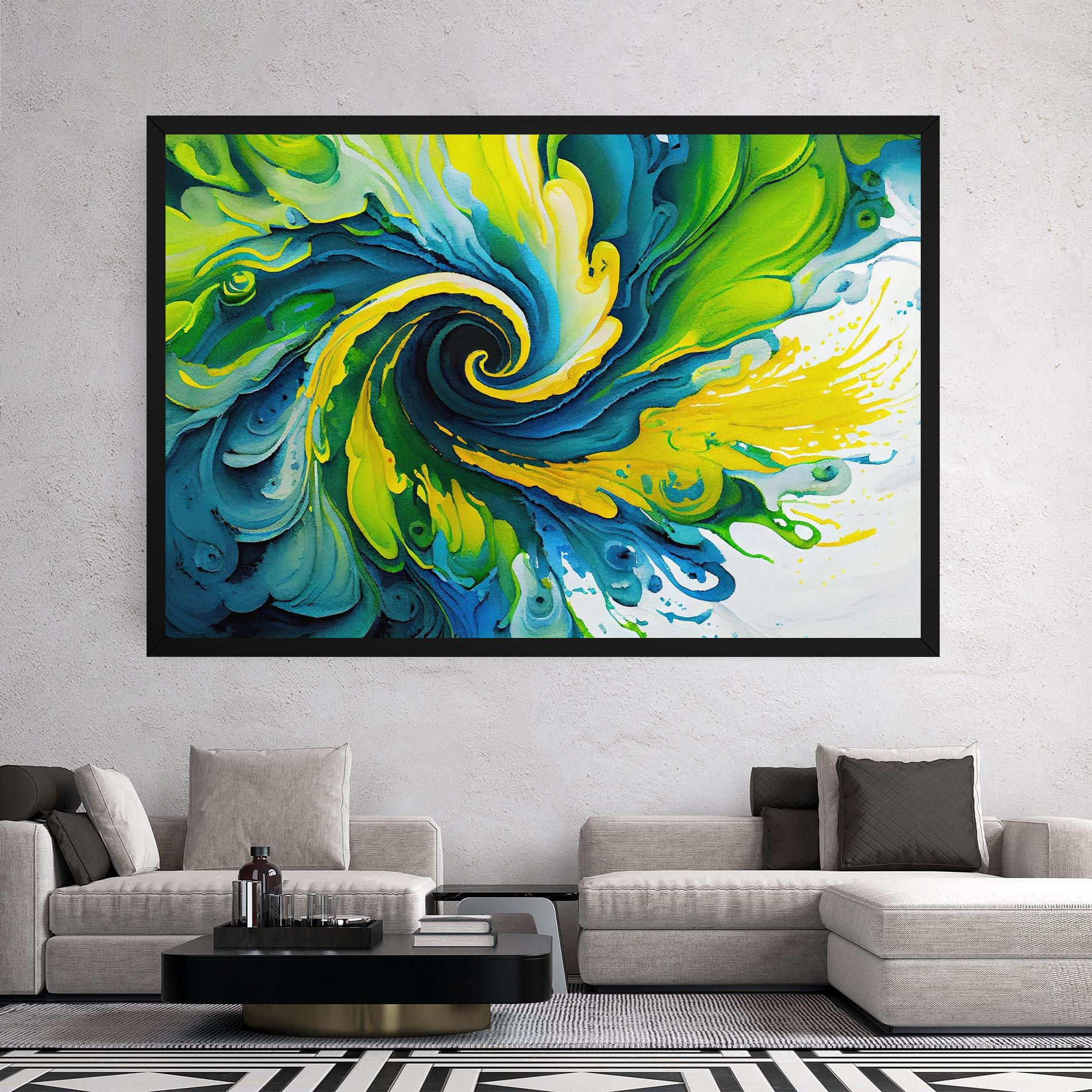 Leinwandbild Yellow Green Spiral mockup 2