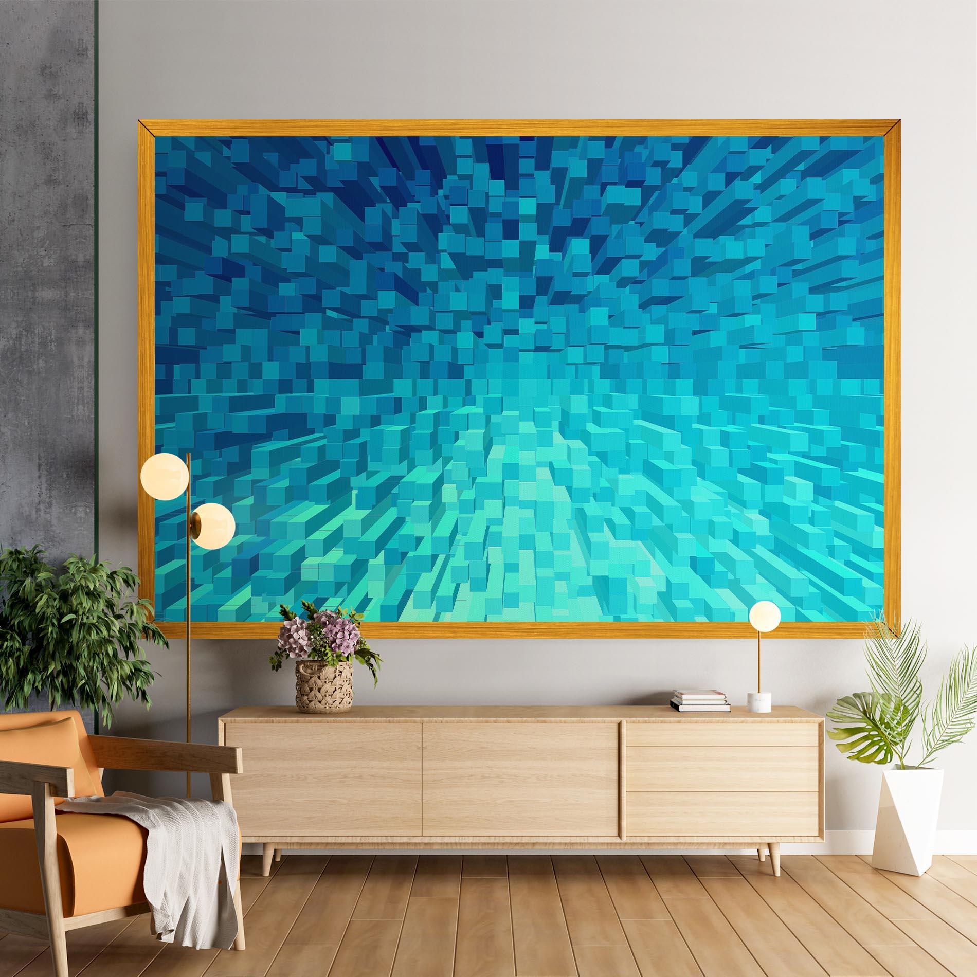 Leinwandbild Blue Square Mix mockup 9