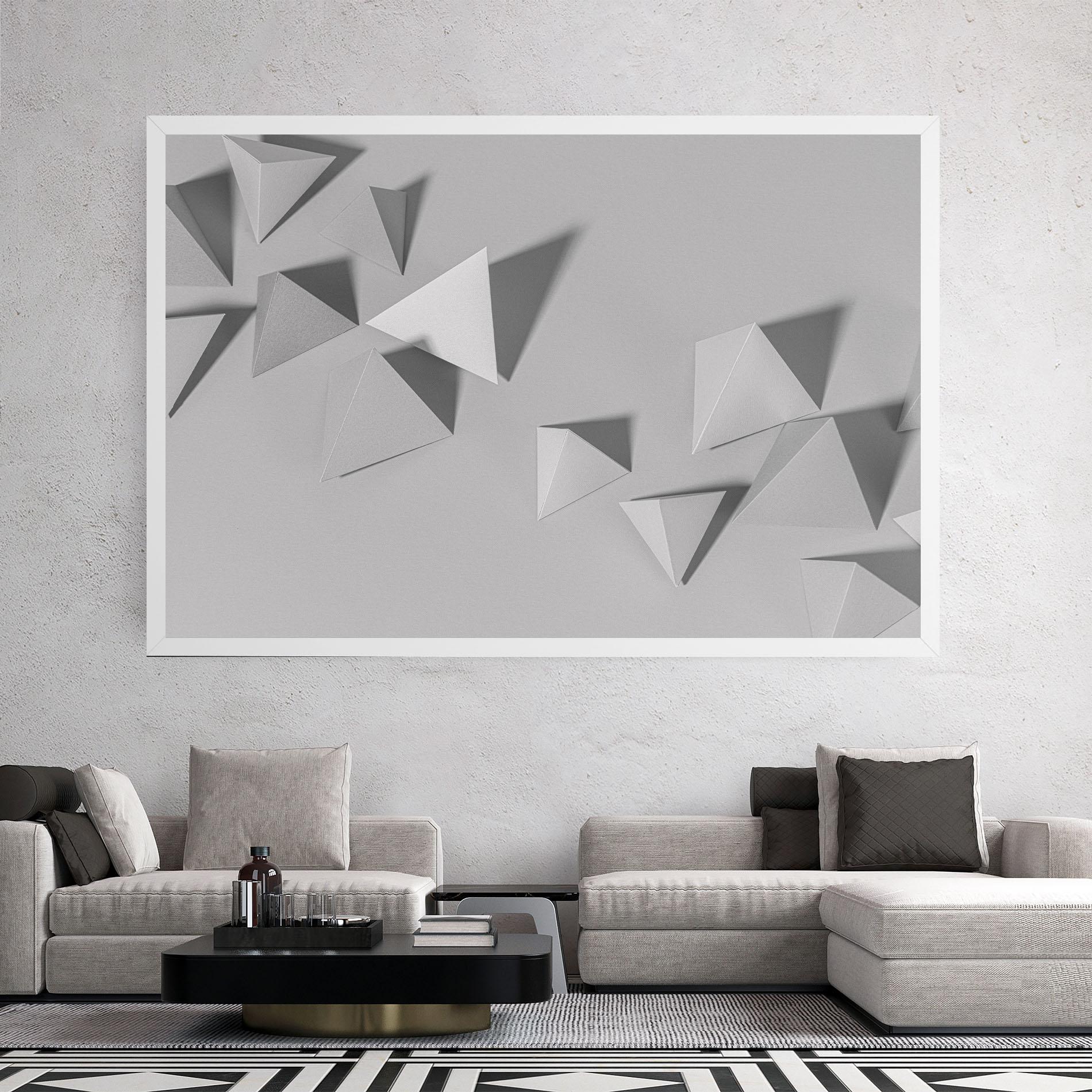 Leinwandbild 3d White Triangle mockup 2