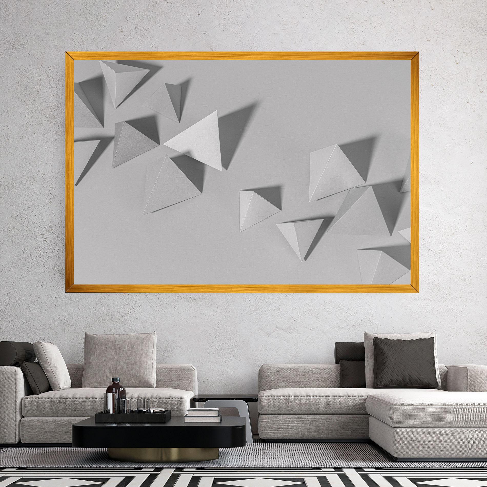 Leinwandbild 3d White Triangle mockup 2