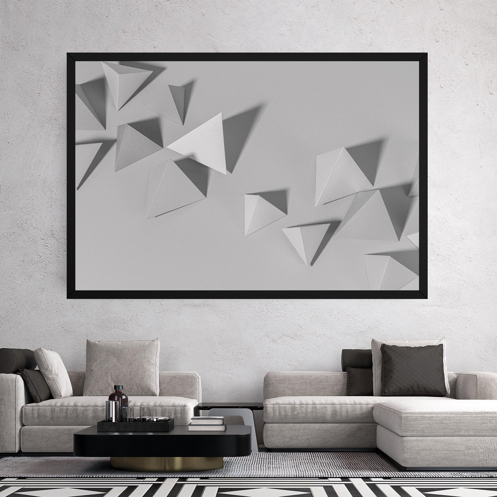 Leinwandbild 3d White Triangle mockup 2