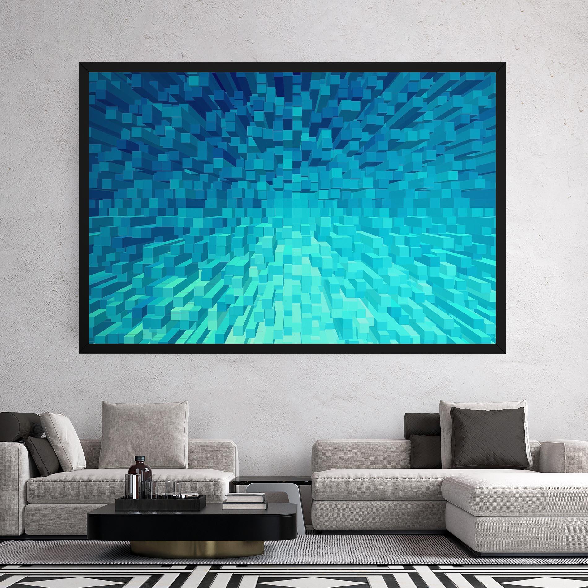 Leinwandbild Blue Square Mix mockup 2