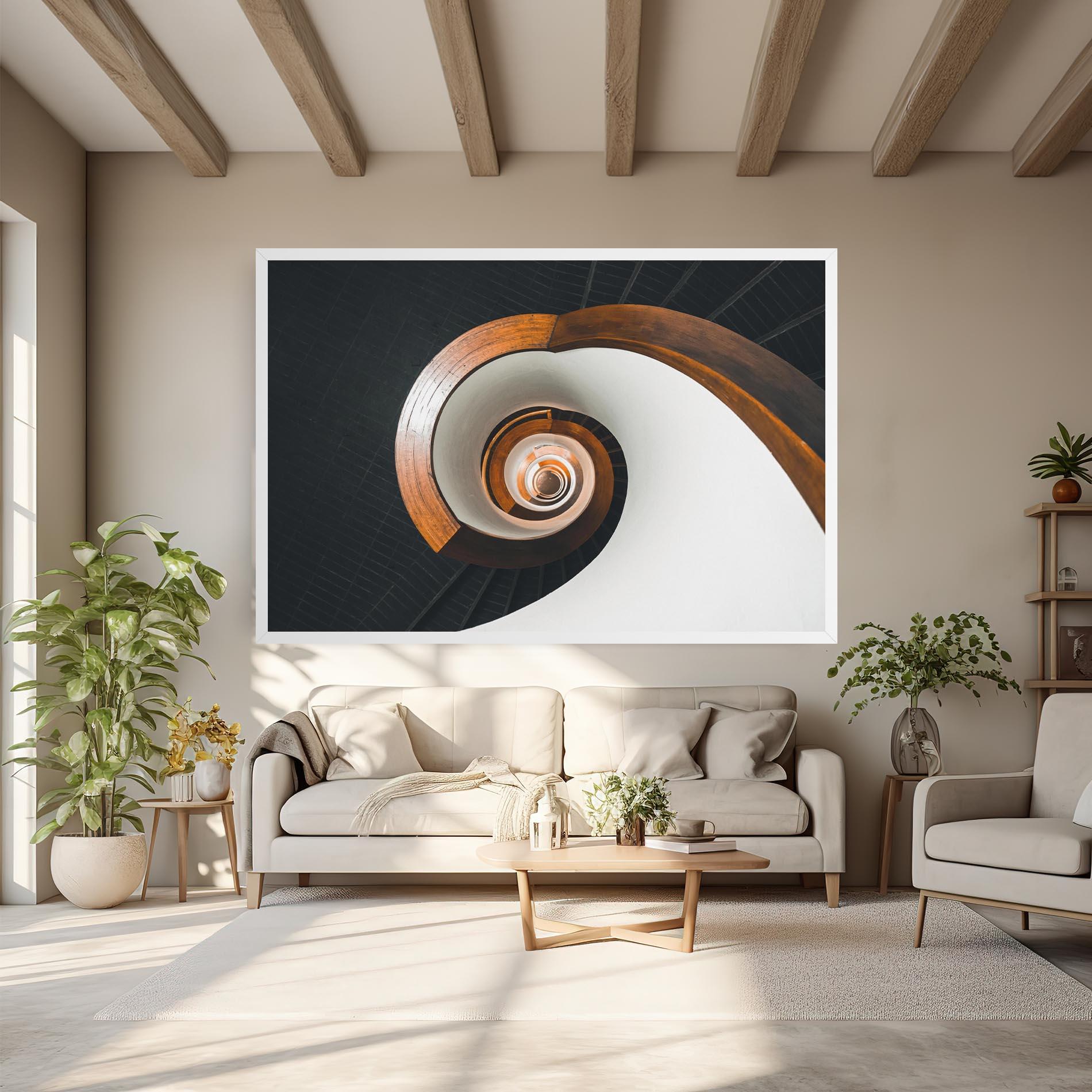 Leinwandbild Black Spiral Stairs mockup 6
