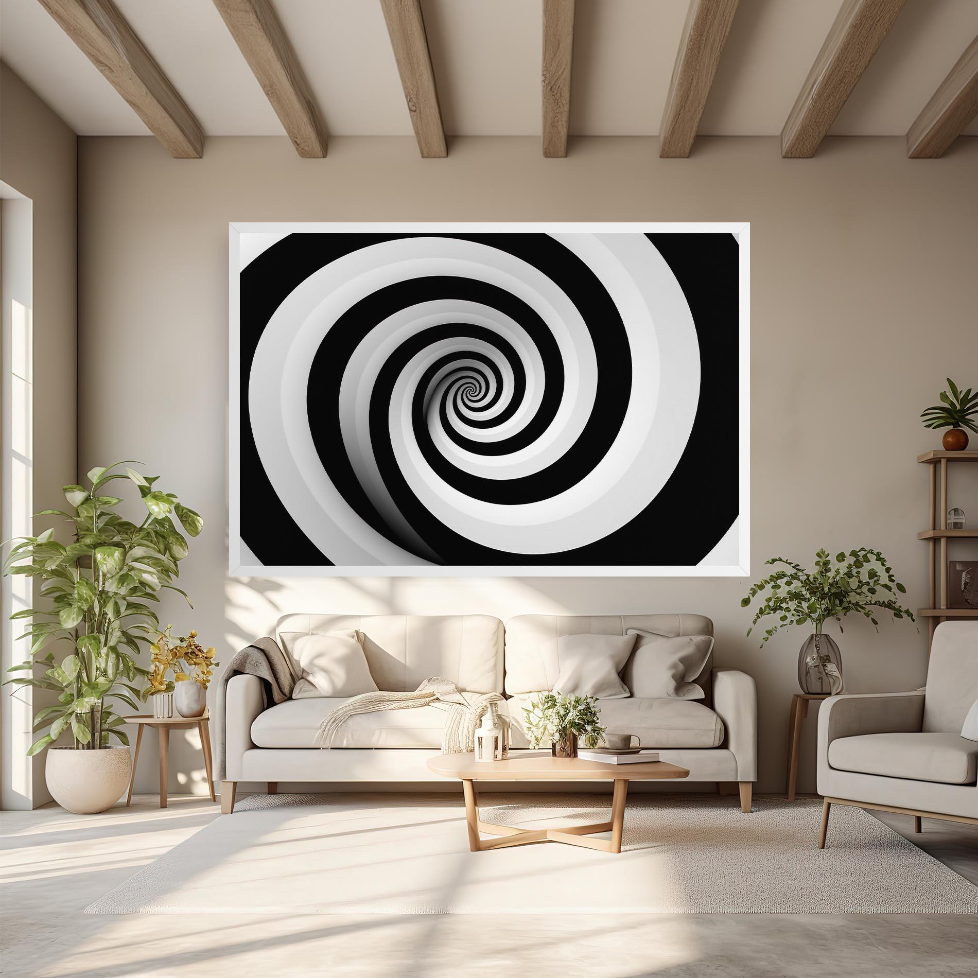 Leinwandbild Black White Spiral mockup 6