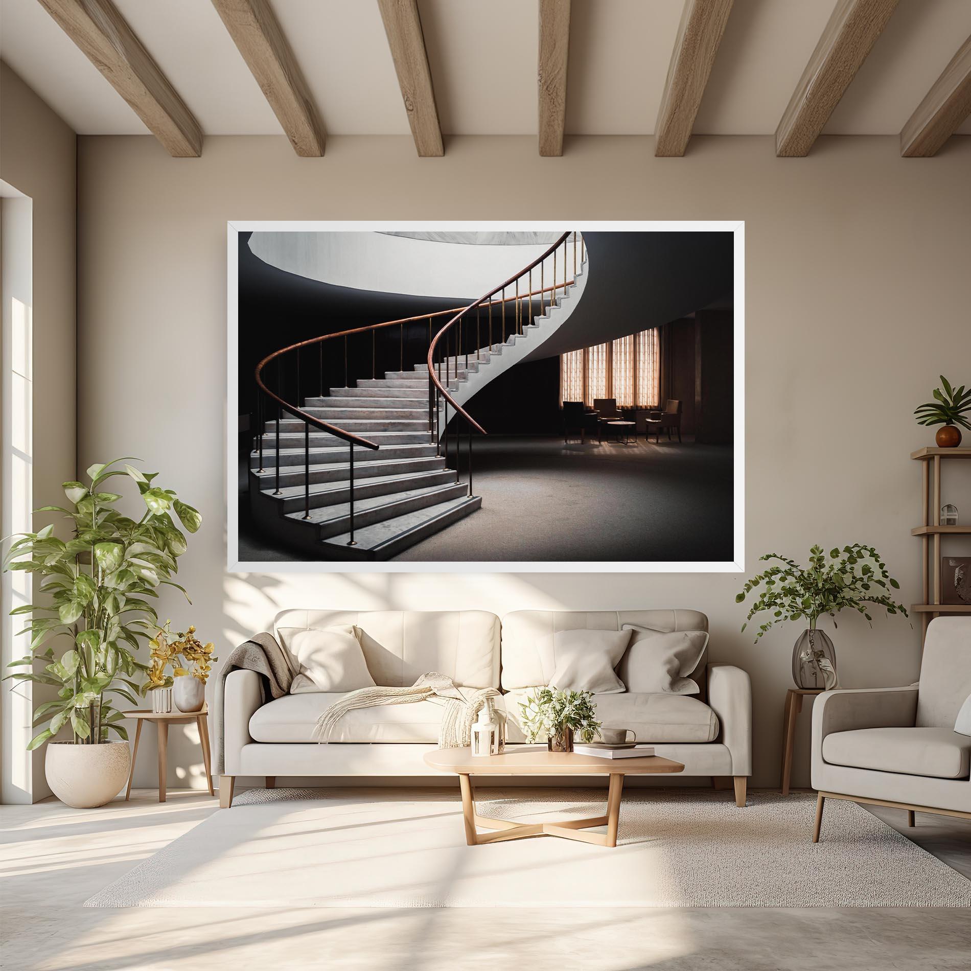 Leinwandbild Dark Room Stairs mockup 6