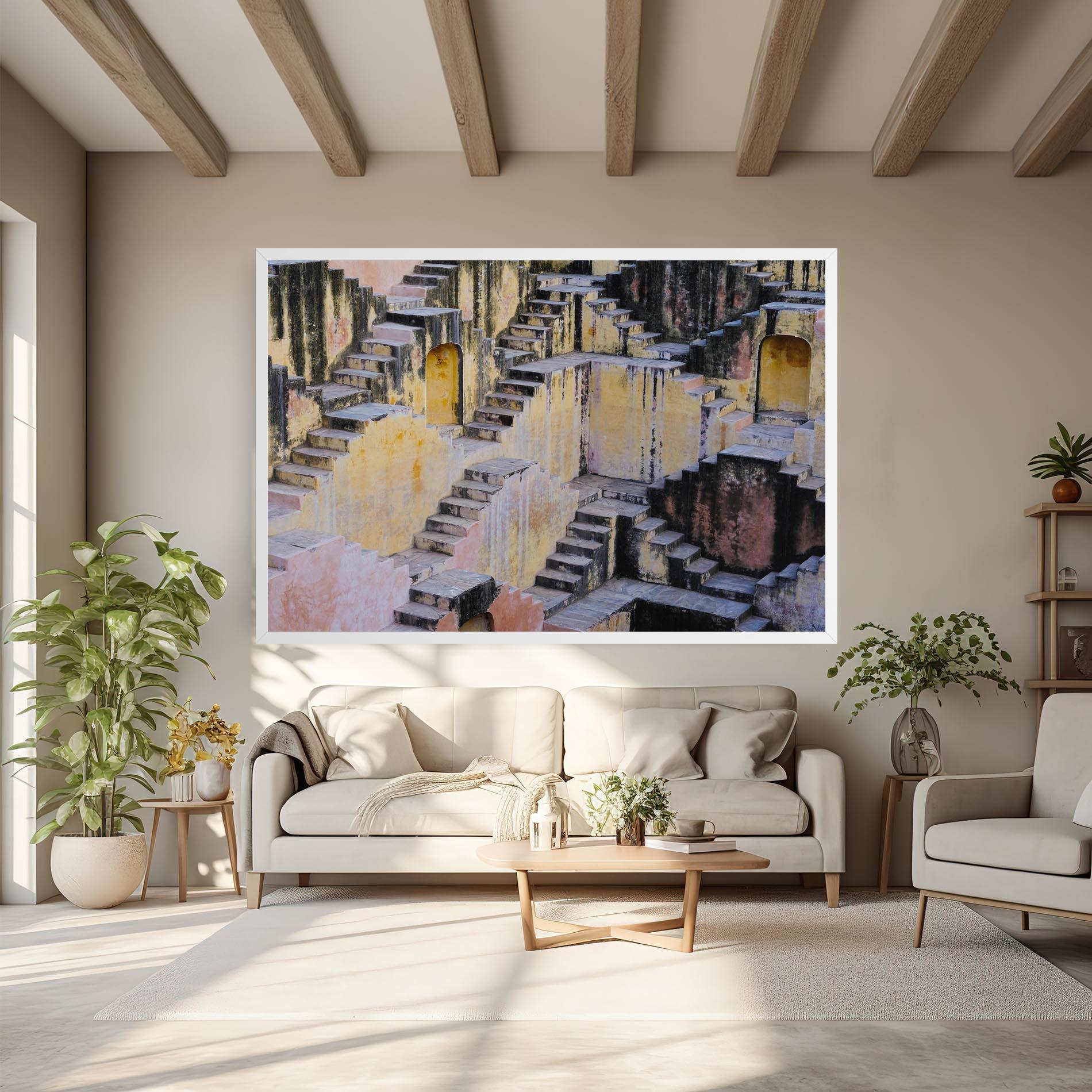 Leinwandbild Old Yellow Stairs mockup 6