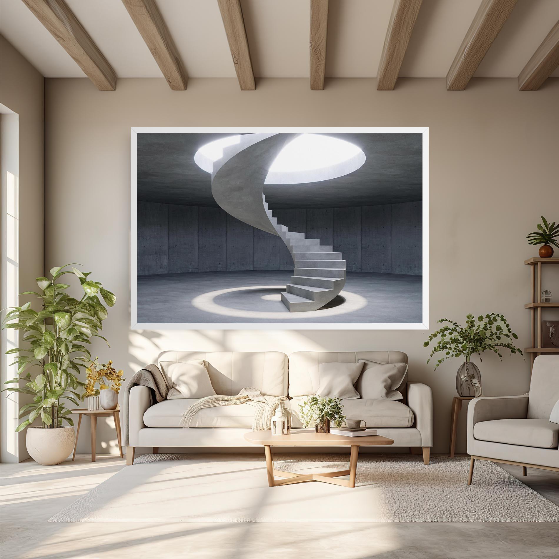Leinwandbild Spiral White Staircase mockup 6