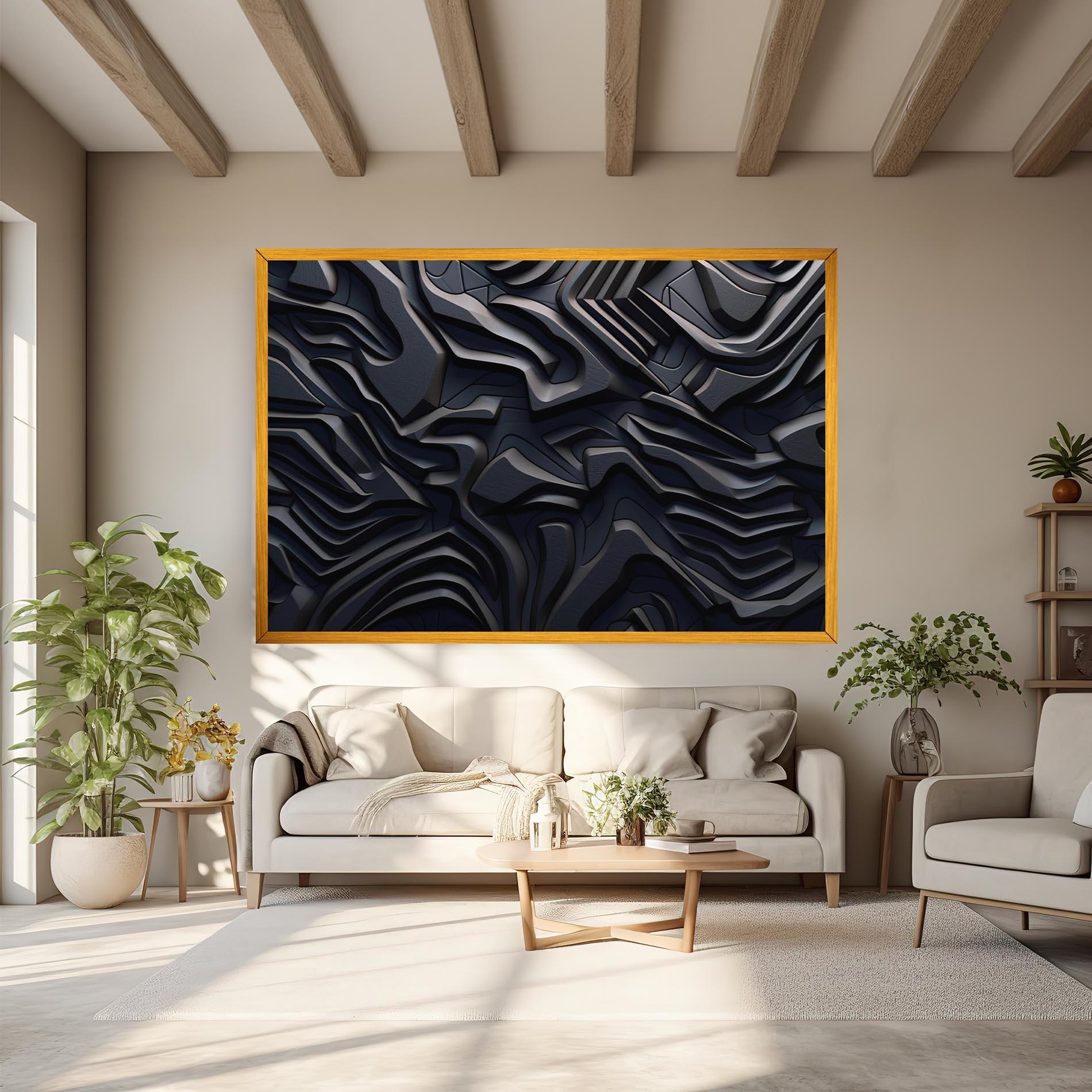 Leinwandbild Black 3d Lines mockup 6
