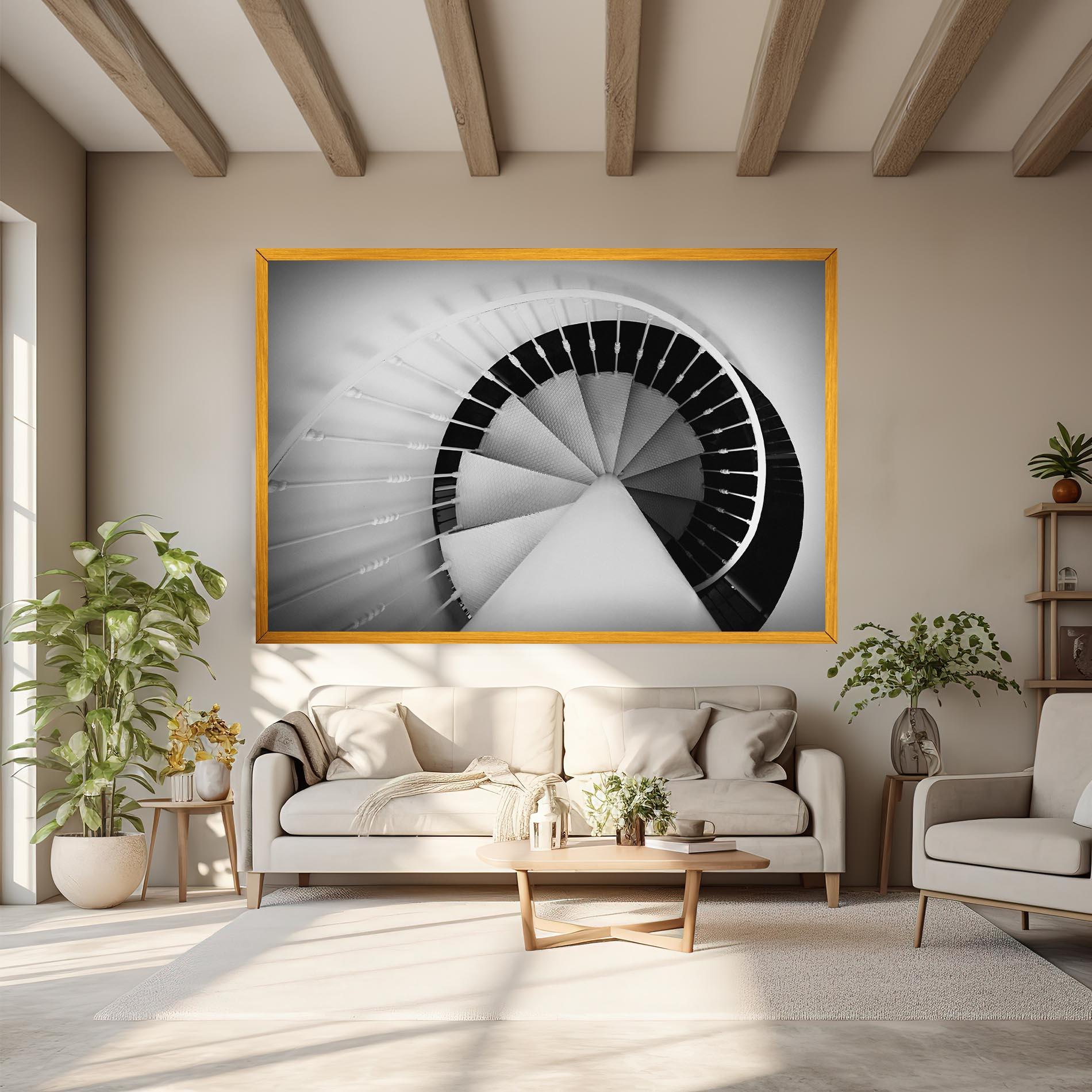 Leinwandbild Black Circle Stairs mockup 6