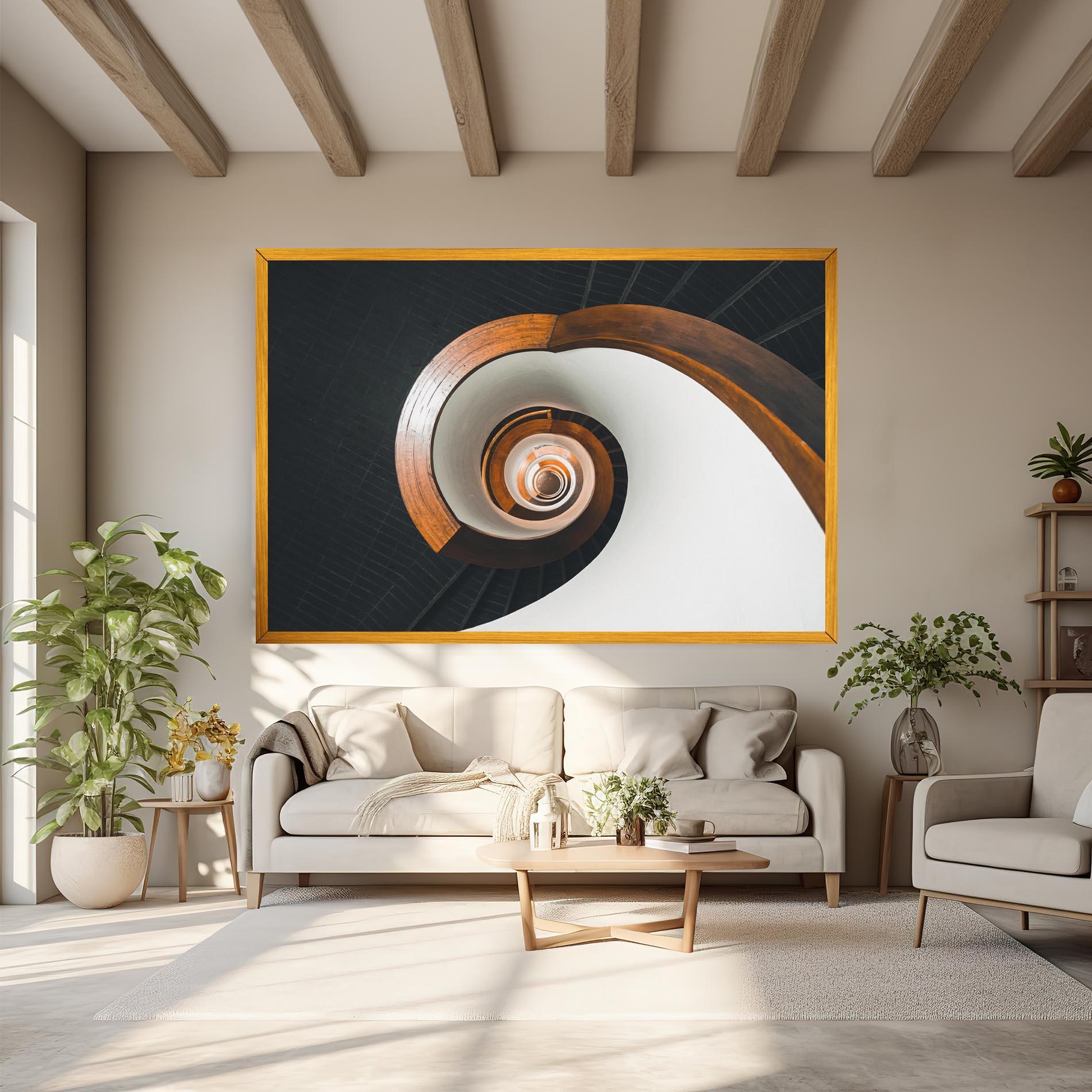 Leinwandbild Black Spiral Stairs mockup 6