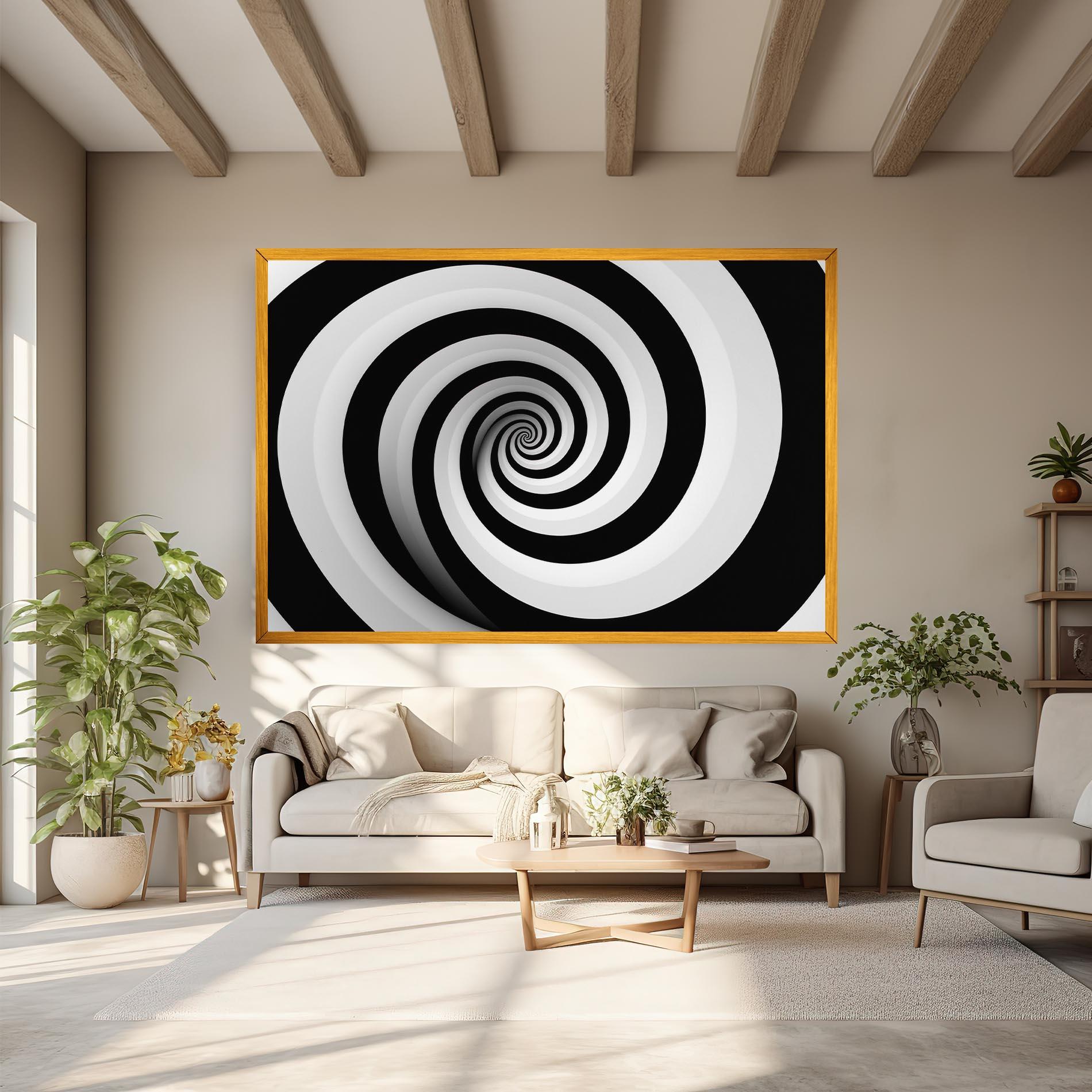 Leinwandbild Black White Spiral mockup 6