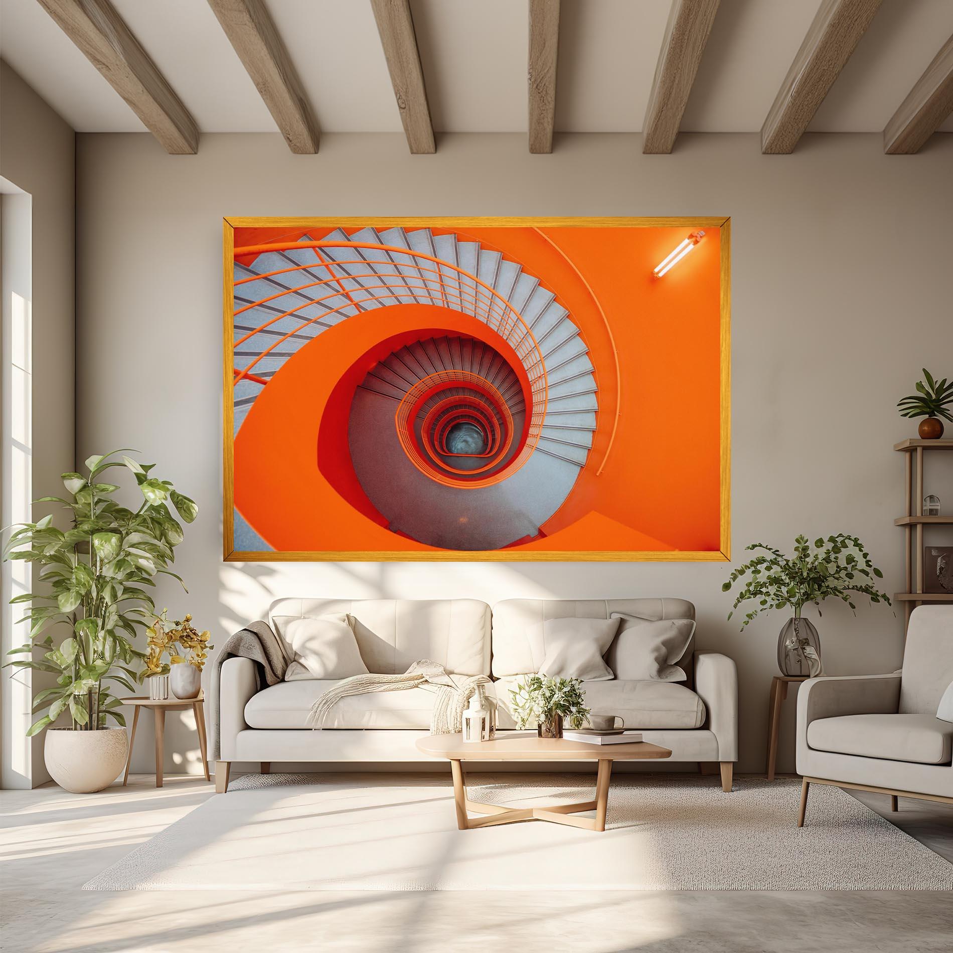 Leinwandbild Grey Orange Stairs mockup 6