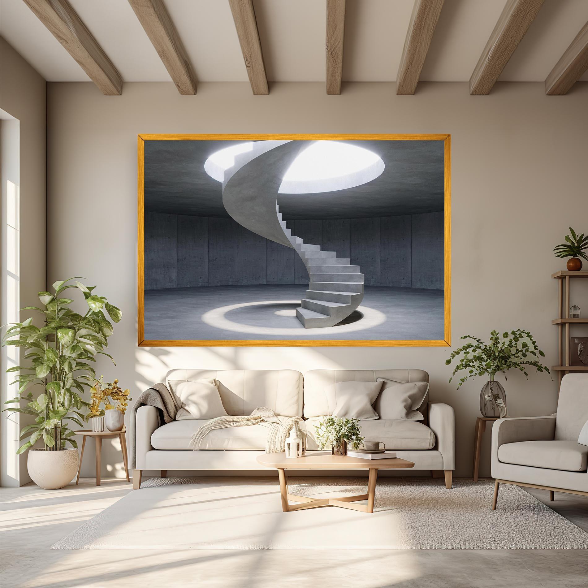 Leinwandbild Spiral White Staircase mockup 6