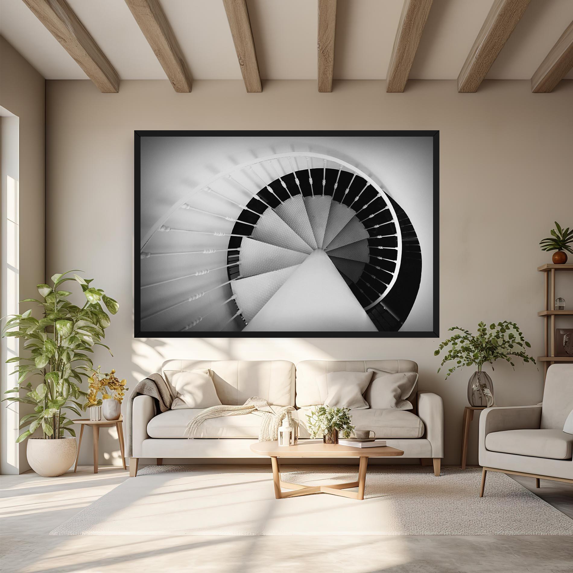 Leinwandbild Black Circle Stairs mockup 6