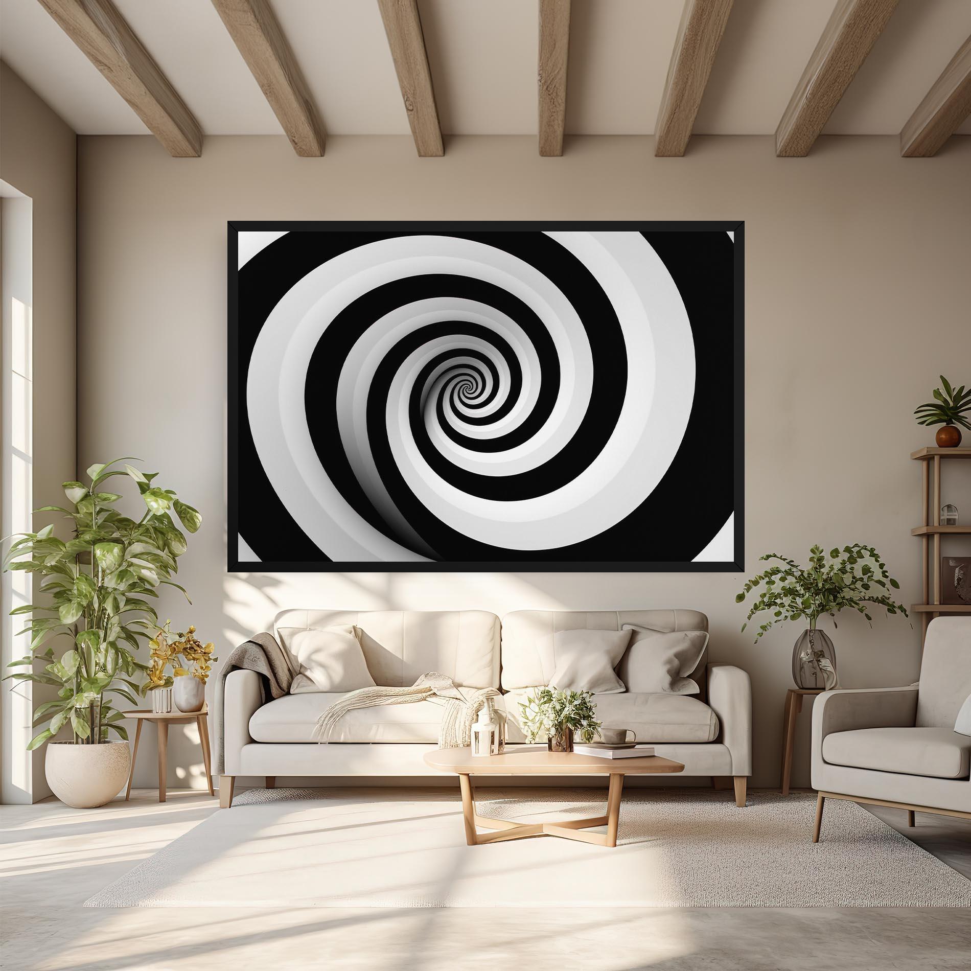 Leinwandbild Black White Spiral mockup 6