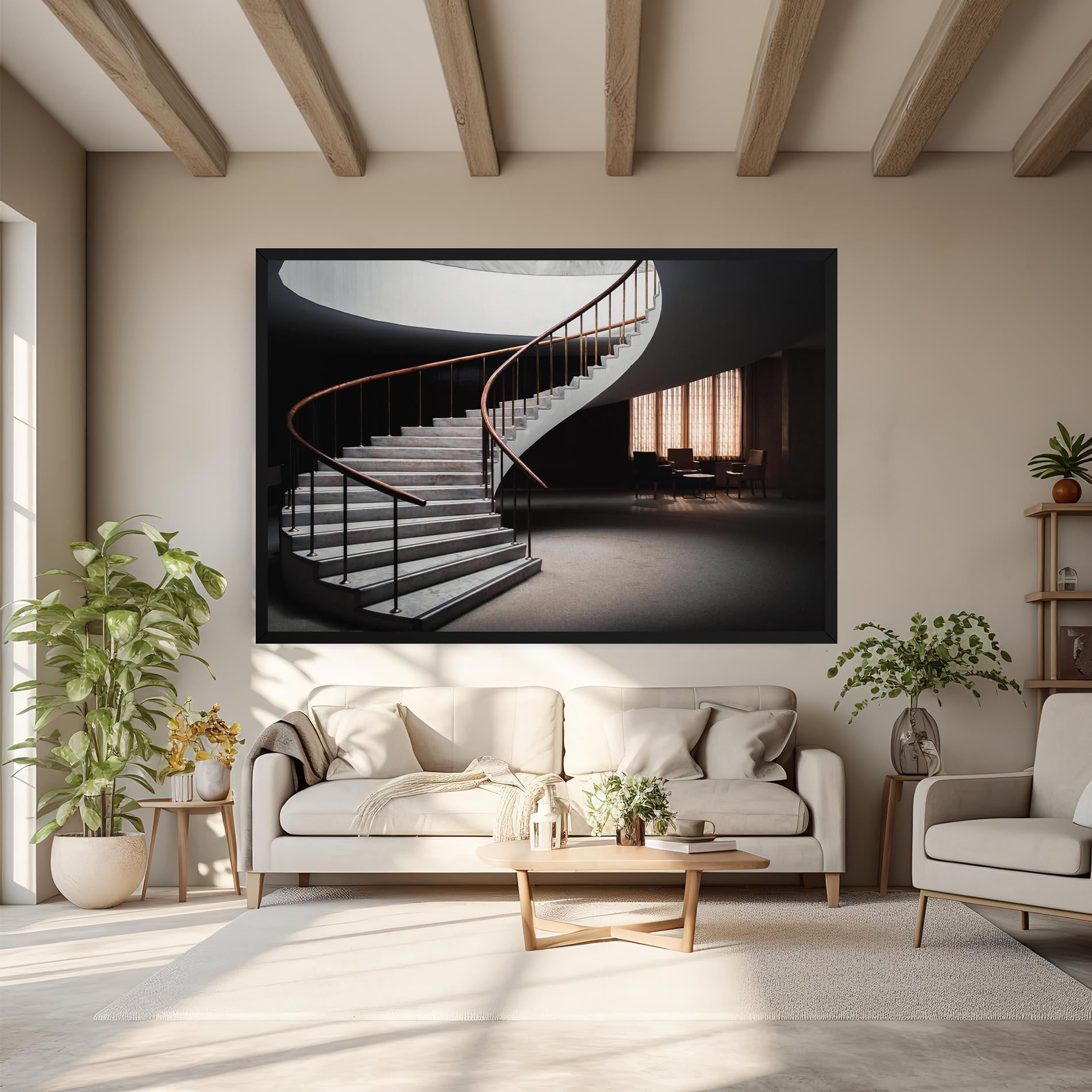 Leinwandbild Dark Room Stairs mockup 6