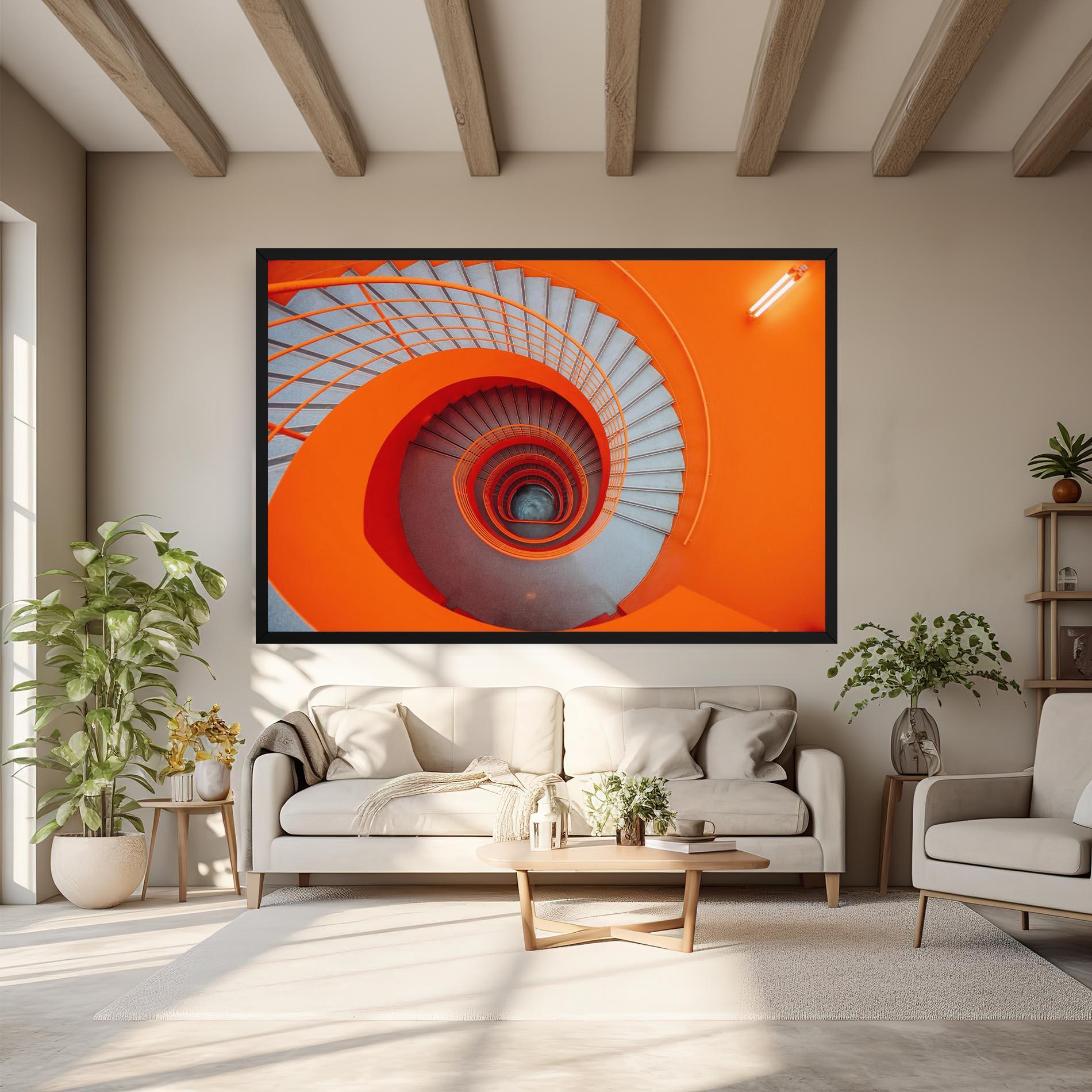 Leinwandbild Grey Orange Stairs mockup 6