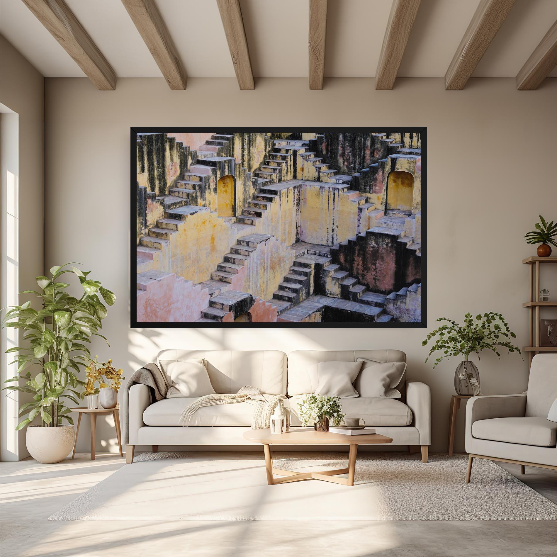 Leinwandbild Old Yellow Stairs mockup 6