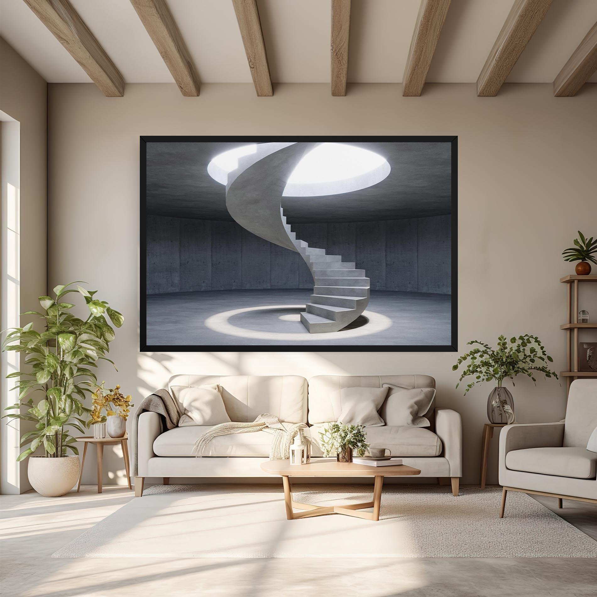 Leinwandbild Spiral White Staircase mockup 6
