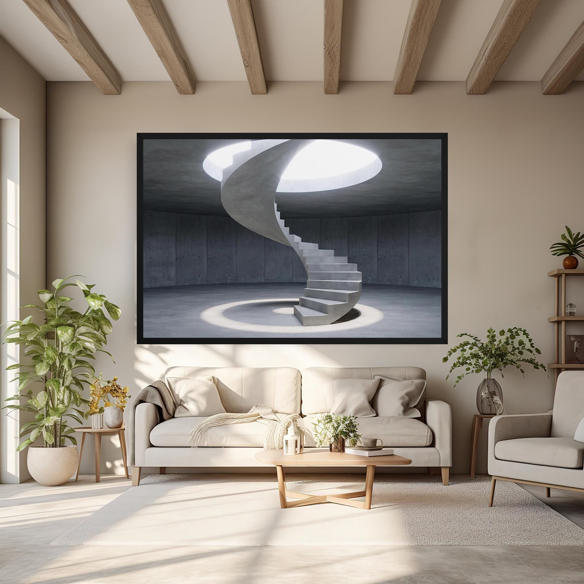 Spiral White Staircase mockup 6