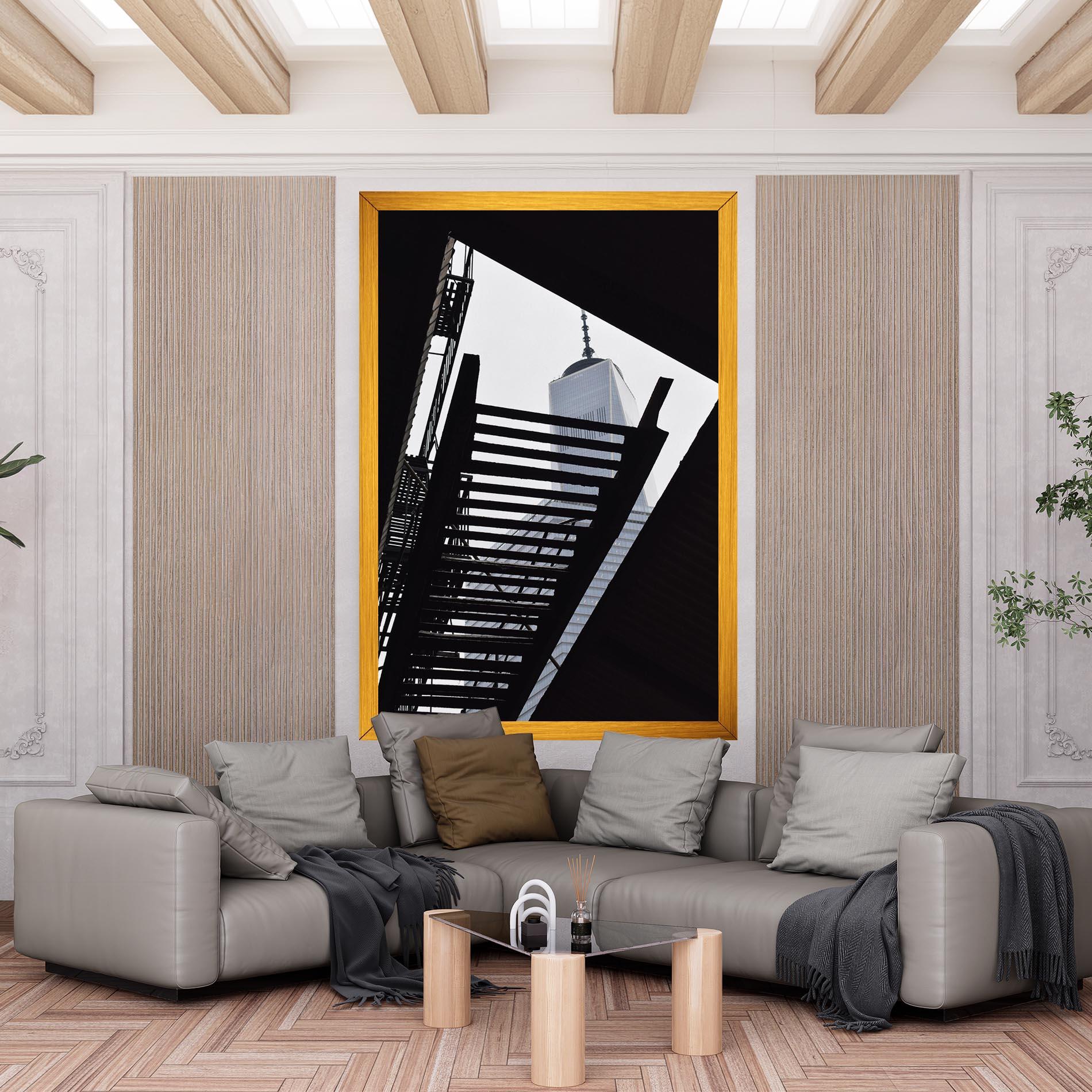 Leinwandbild Black Stairs Floating mockup 6