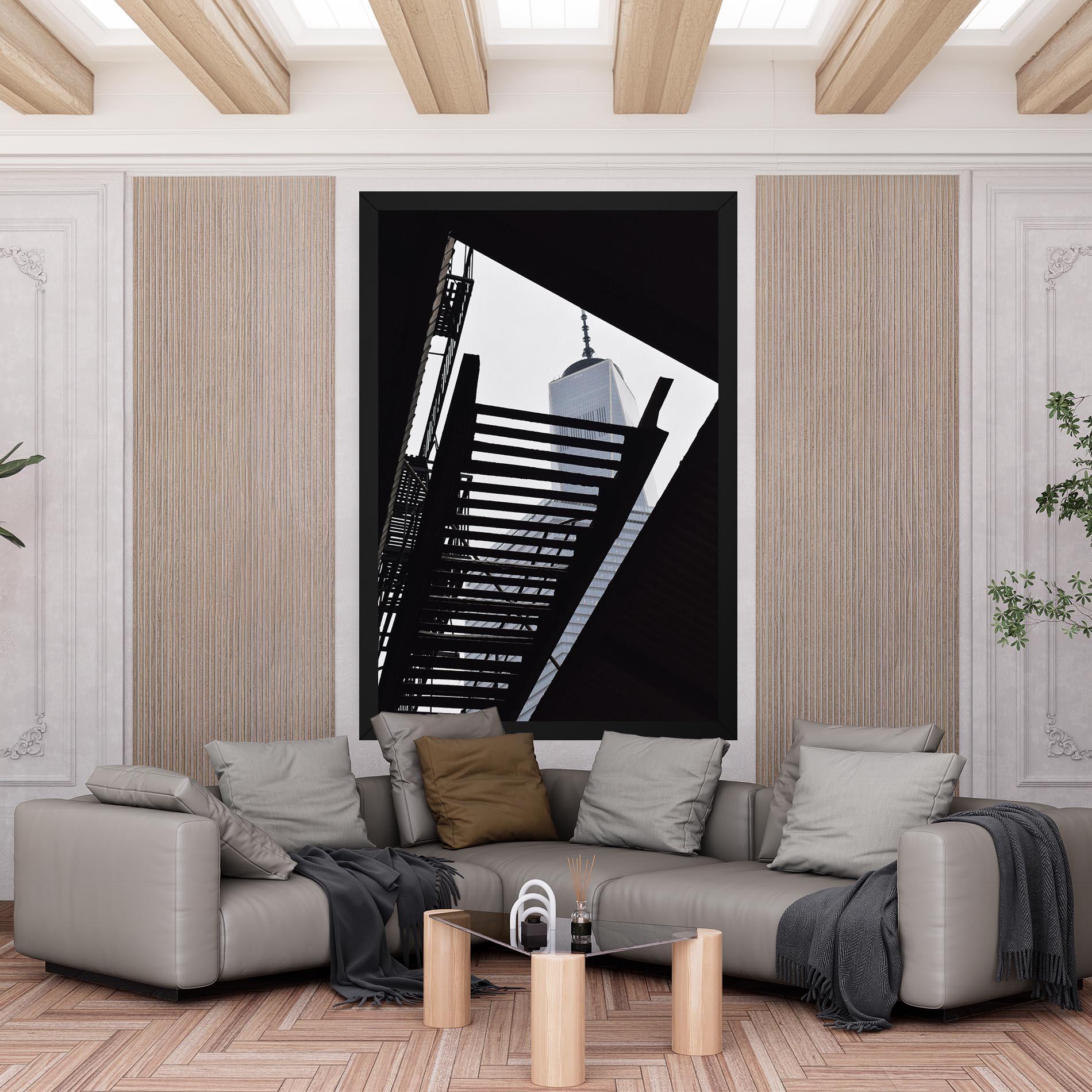 Leinwandbild Black Stairs Floating mockup 6