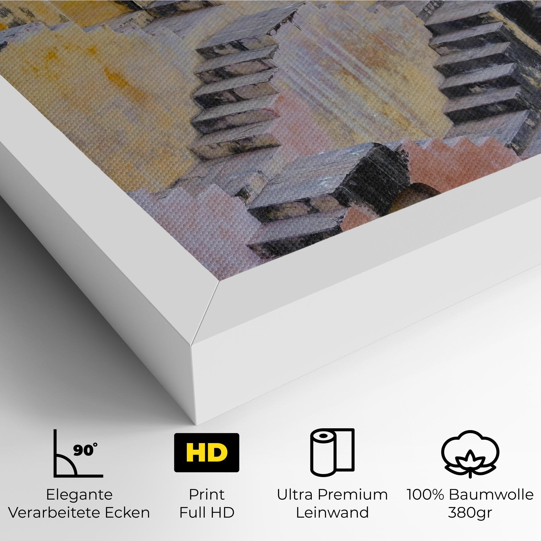 Leinwandbild Old Yellow Stairs mockup 4