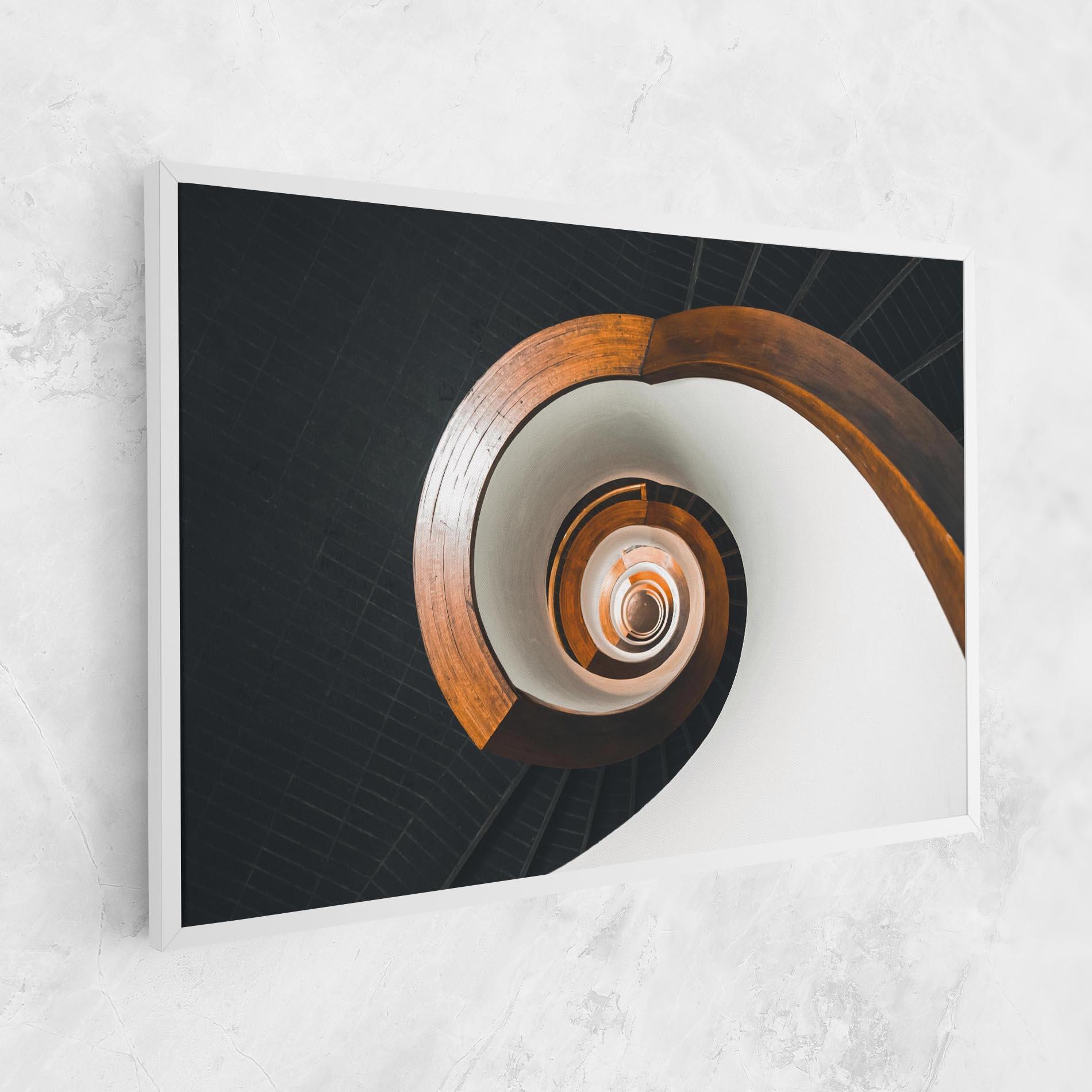 Leinwandbild Black Spiral Stairs mockup 1