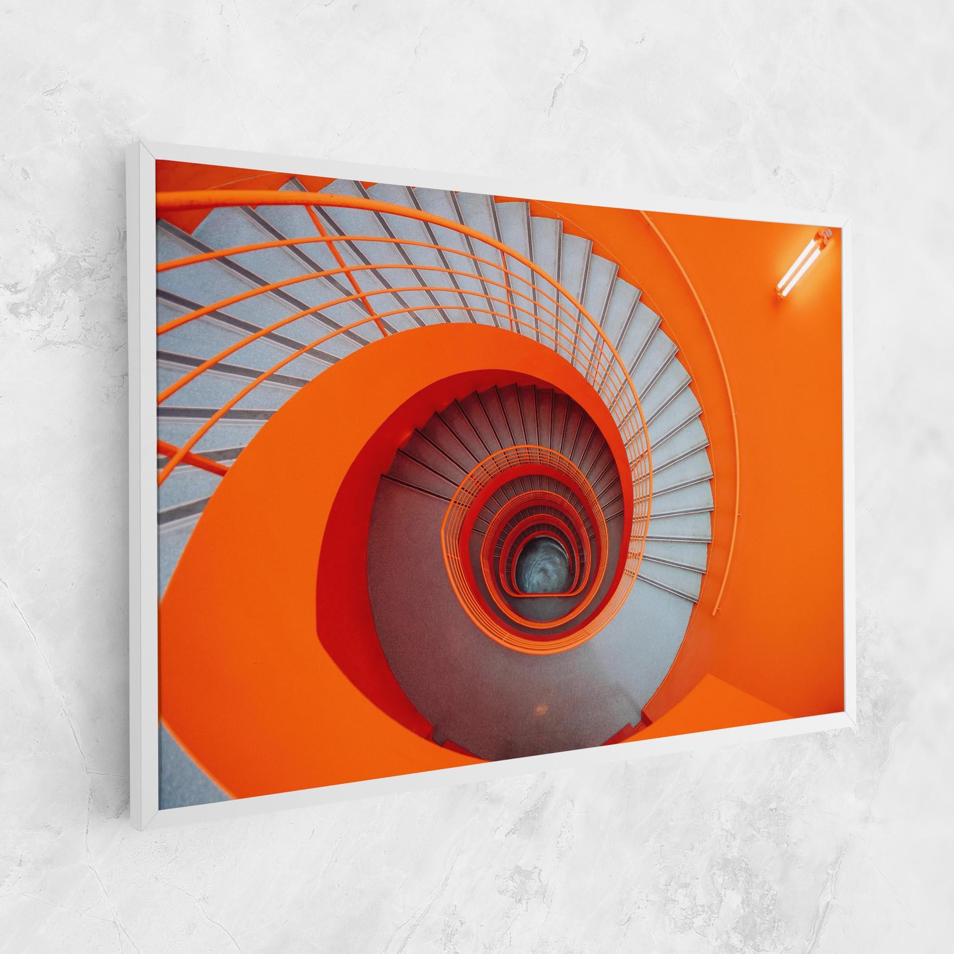 Leinwandbild Grey Orange Stairs mockup 1