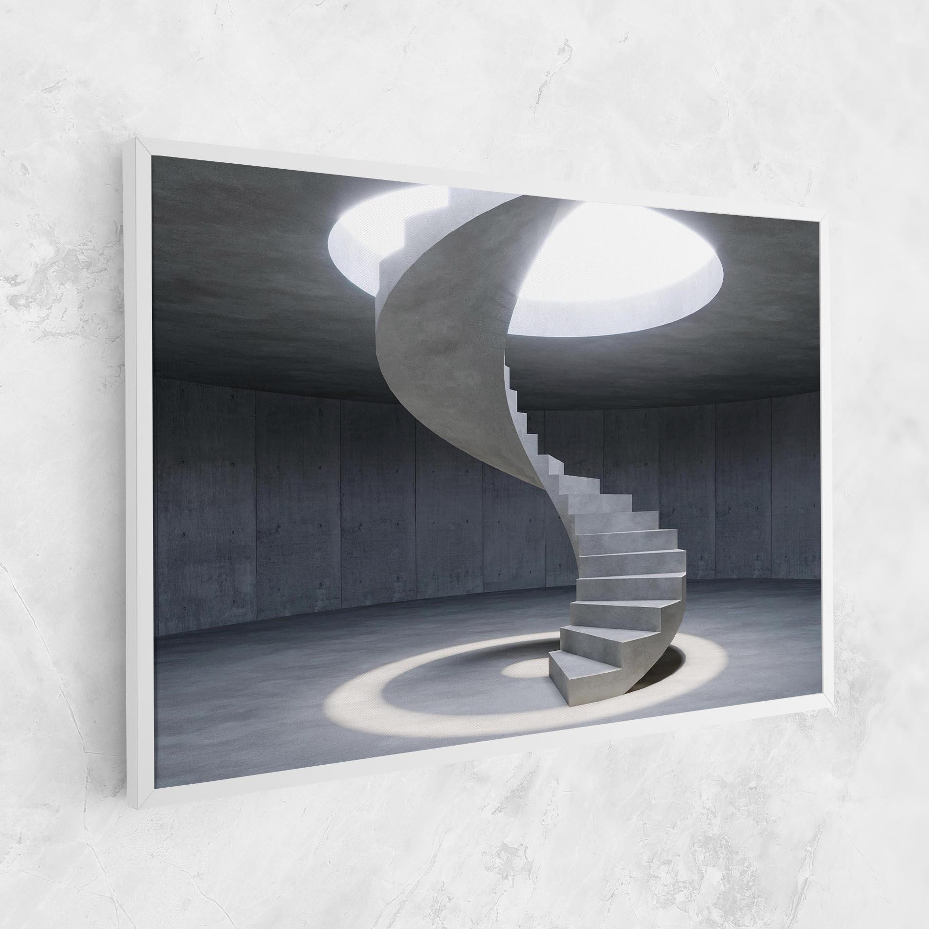Leinwandbild Spiral White Staircase mockup 1