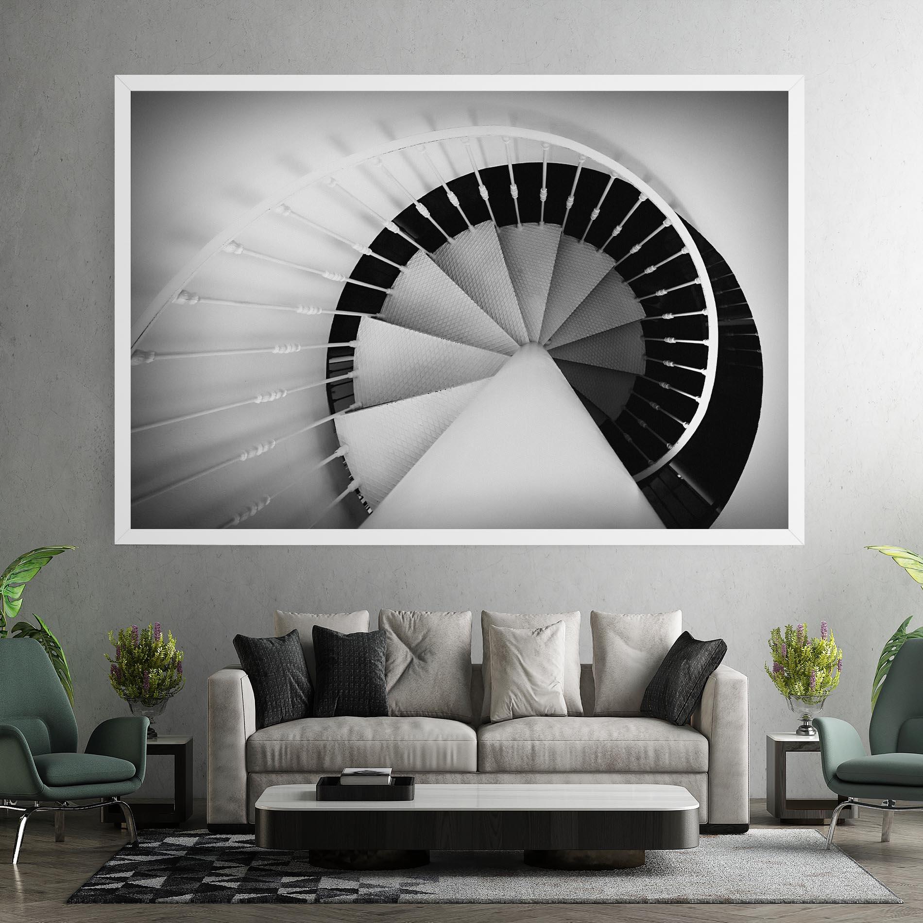 Leinwandbild Black Circle Stairs mockup 7