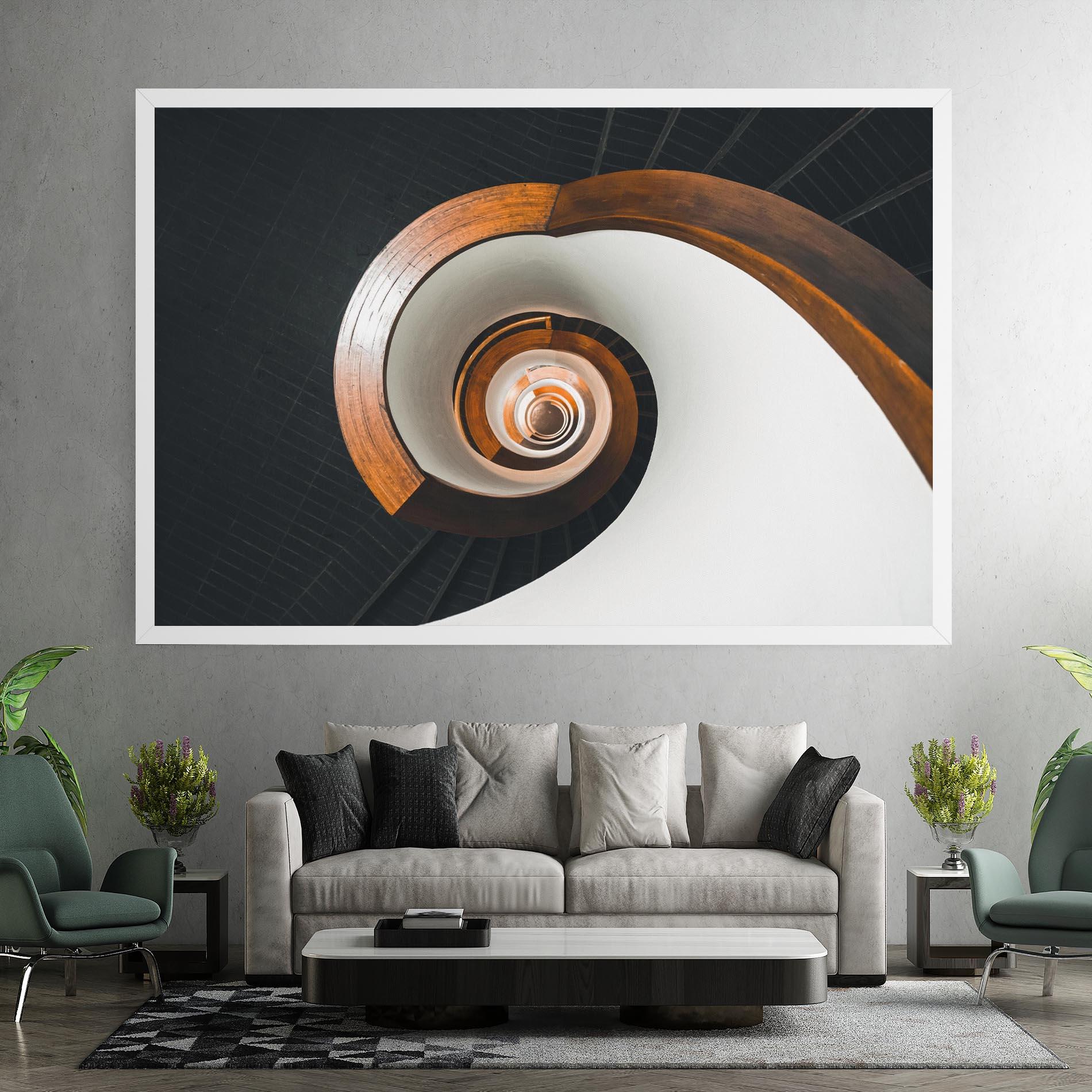 Leinwandbild Black Spiral Stairs mockup 7