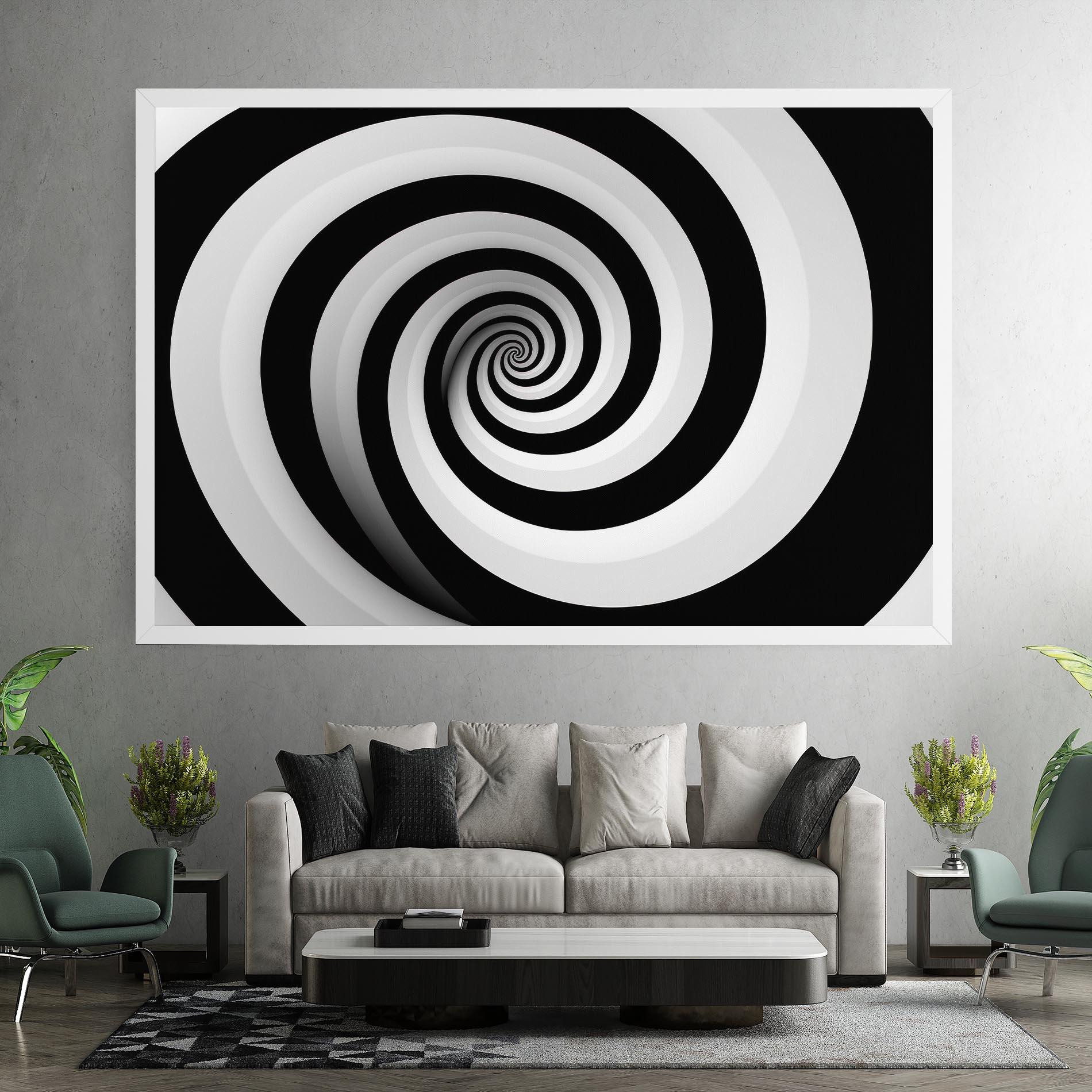 Leinwandbild Black White Spiral mockup 7