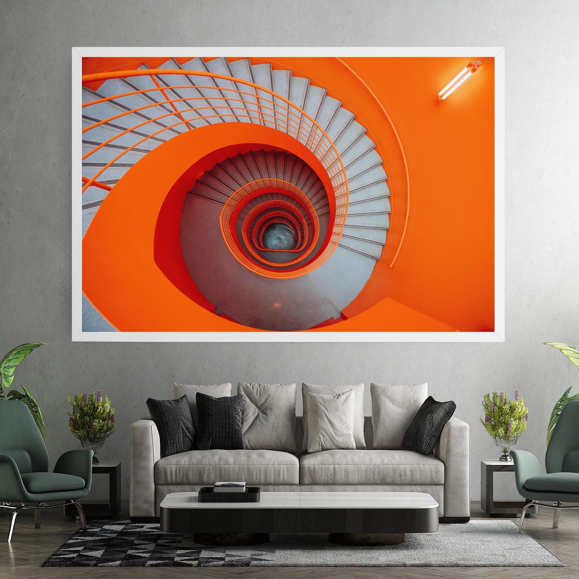 Leinwandbild Grey Orange Stairs mockup 7