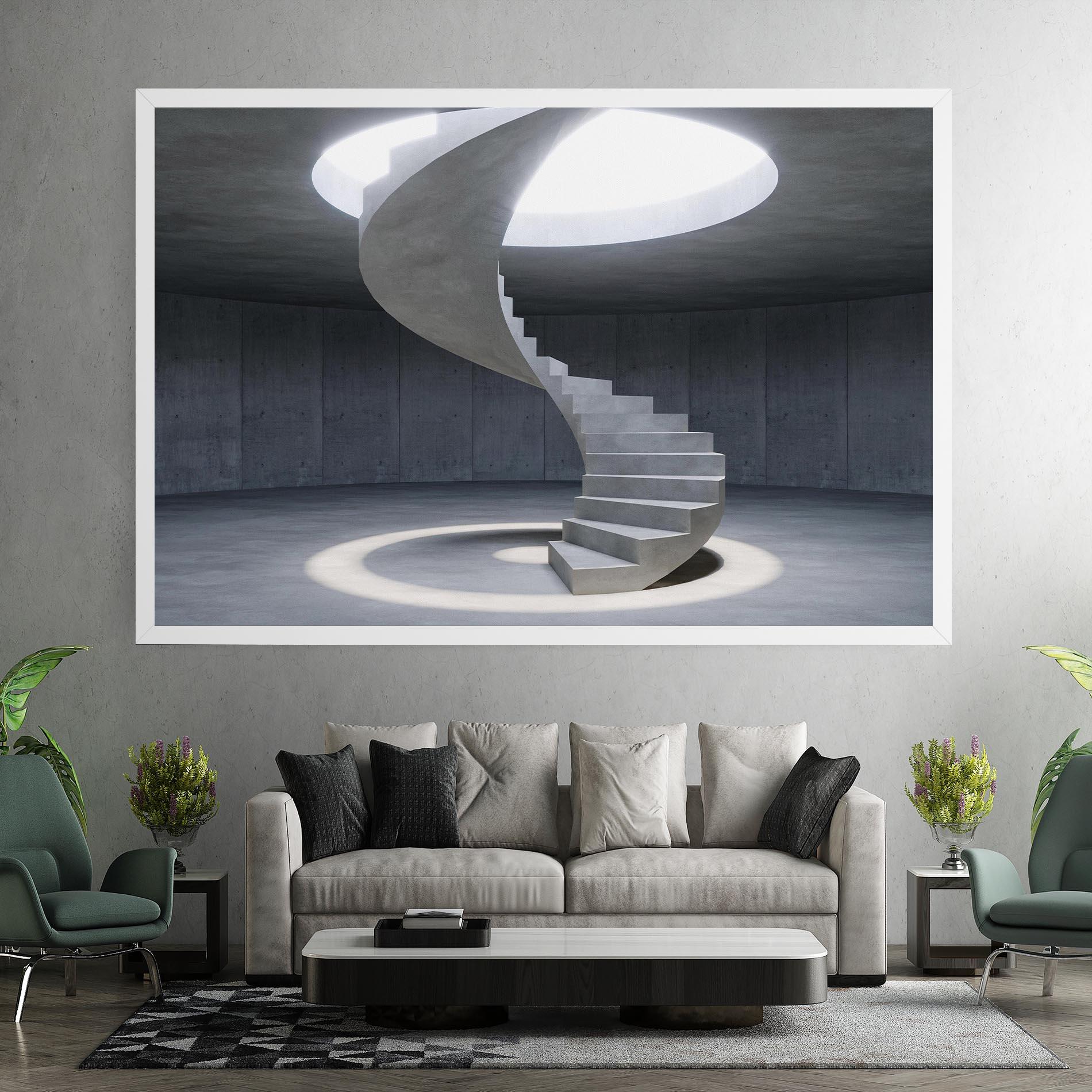 Leinwandbild Spiral White Staircase mockup 7