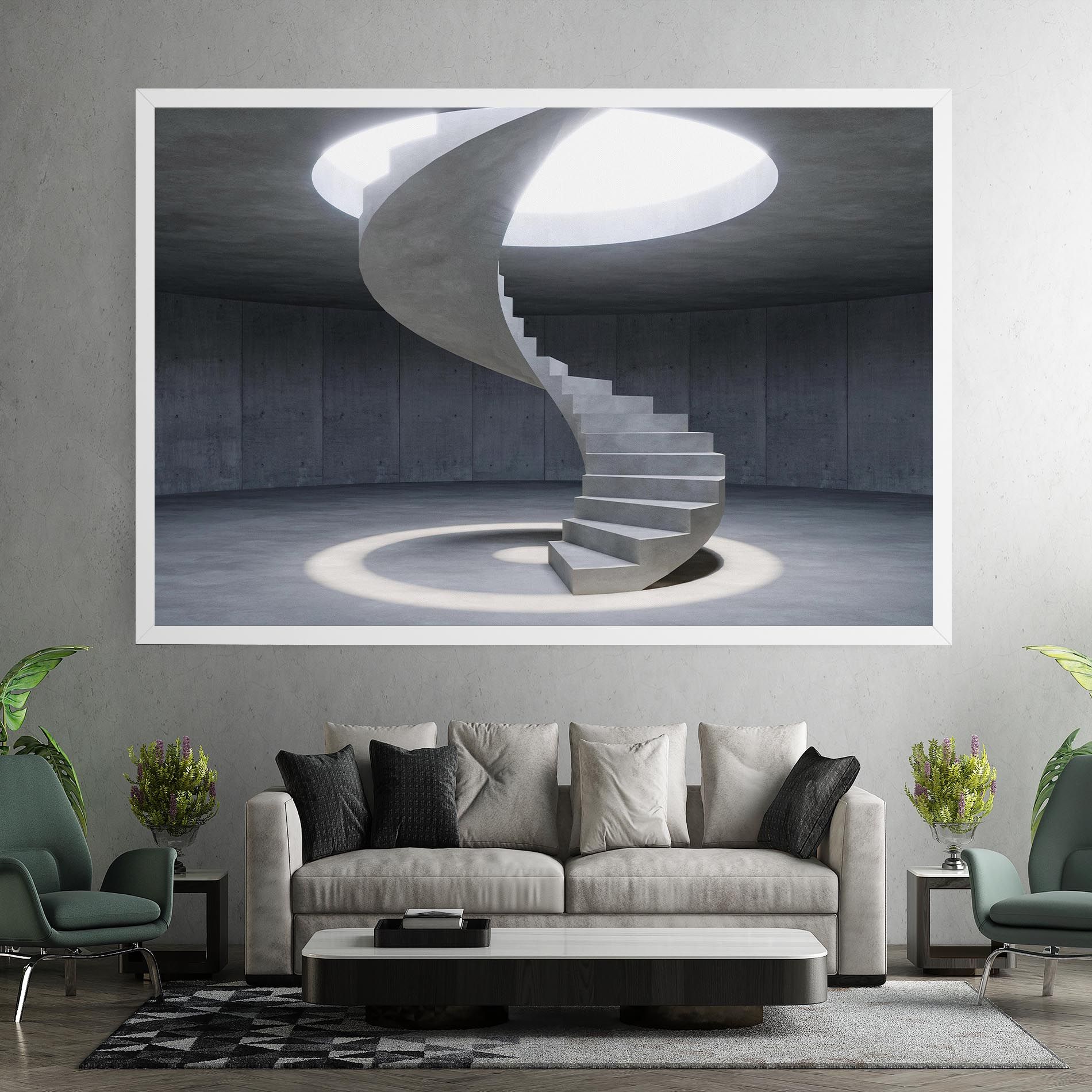 Spiral White Staircase mockup 7