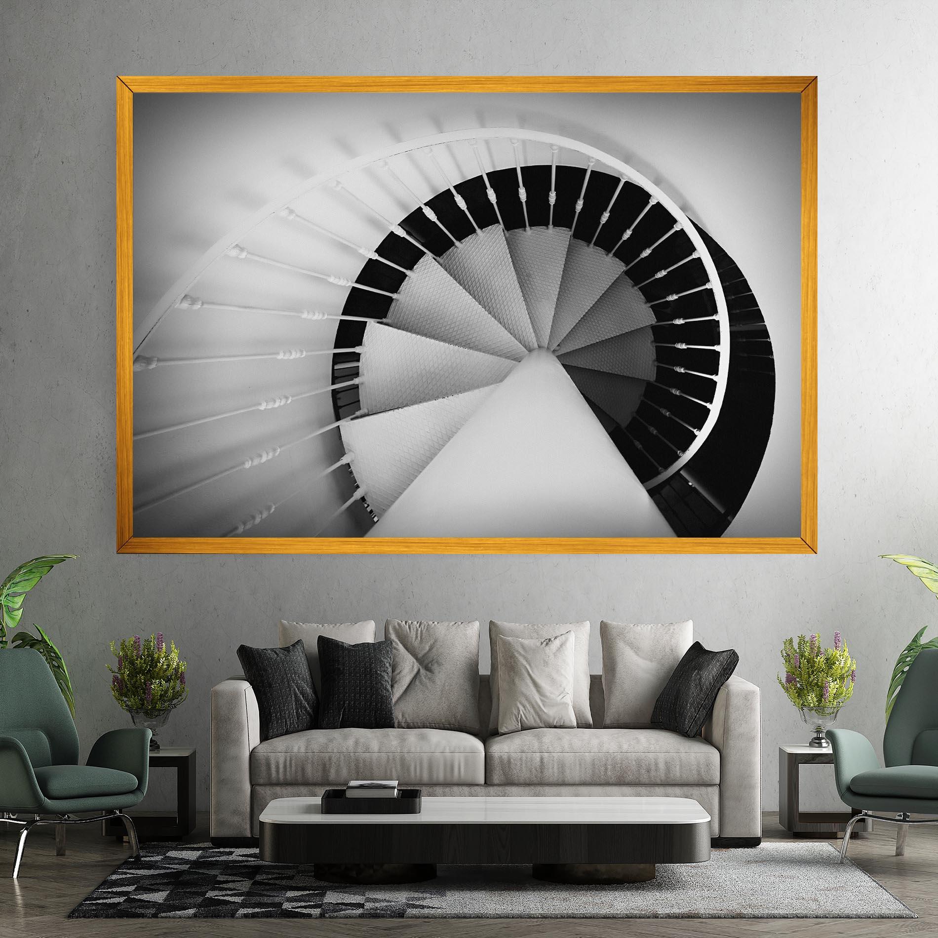 Leinwandbild Black Circle Stairs mockup 7