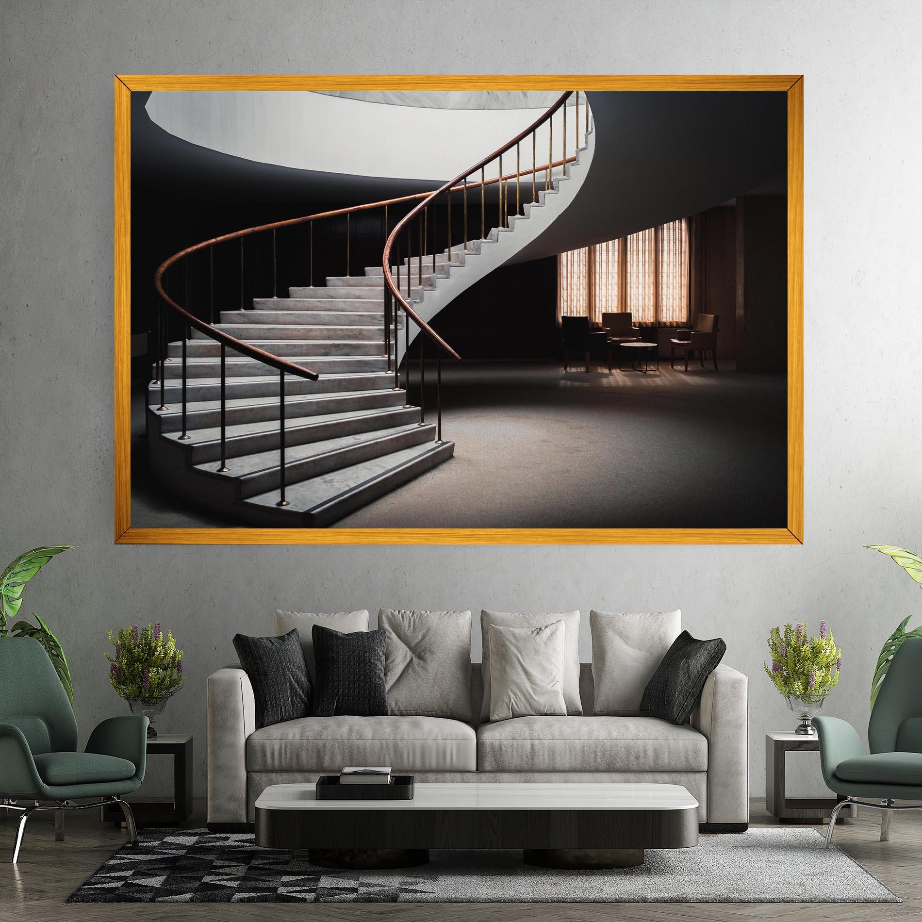 Leinwandbild Dark Room Stairs mockup 7