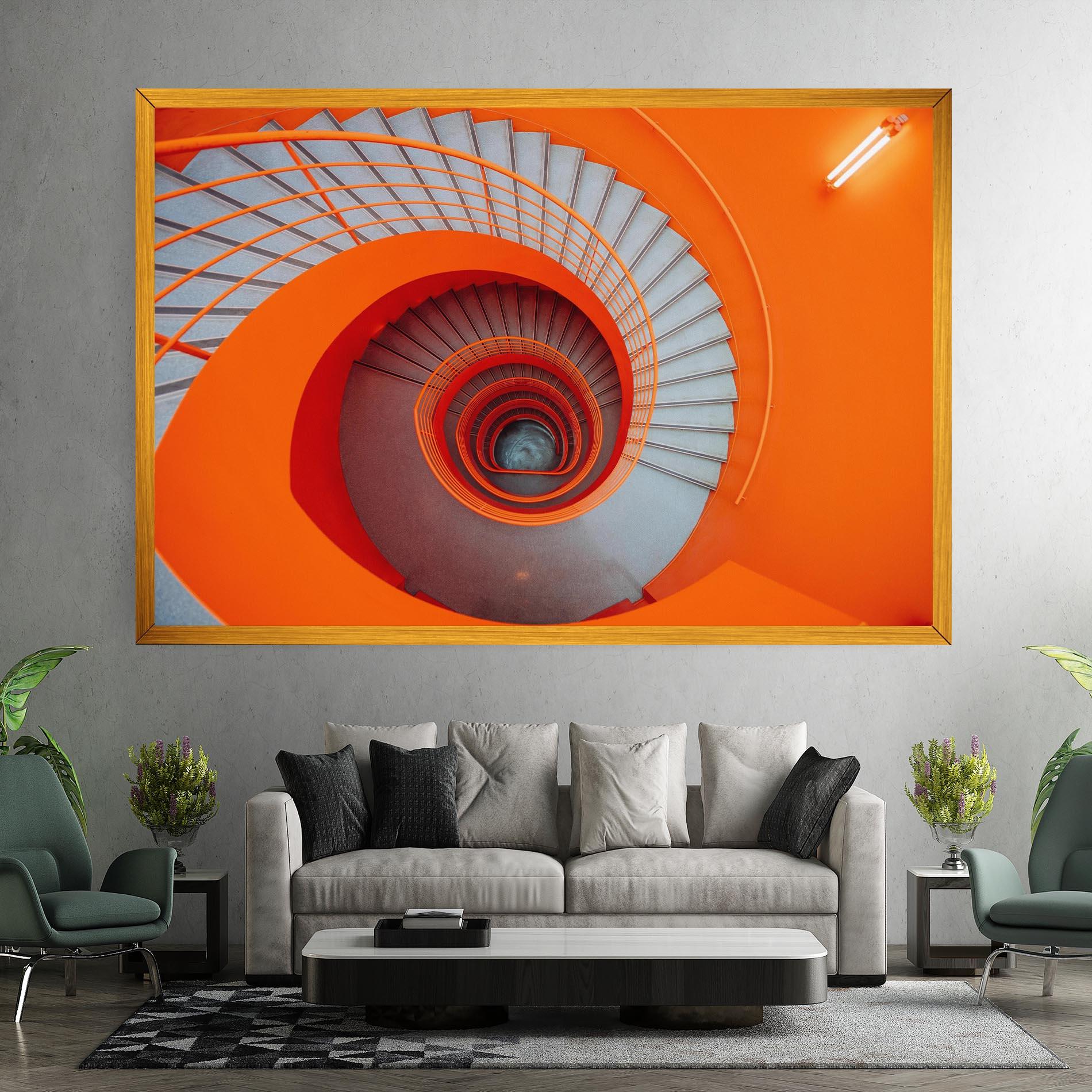 Leinwandbild Grey Orange Stairs mockup 7