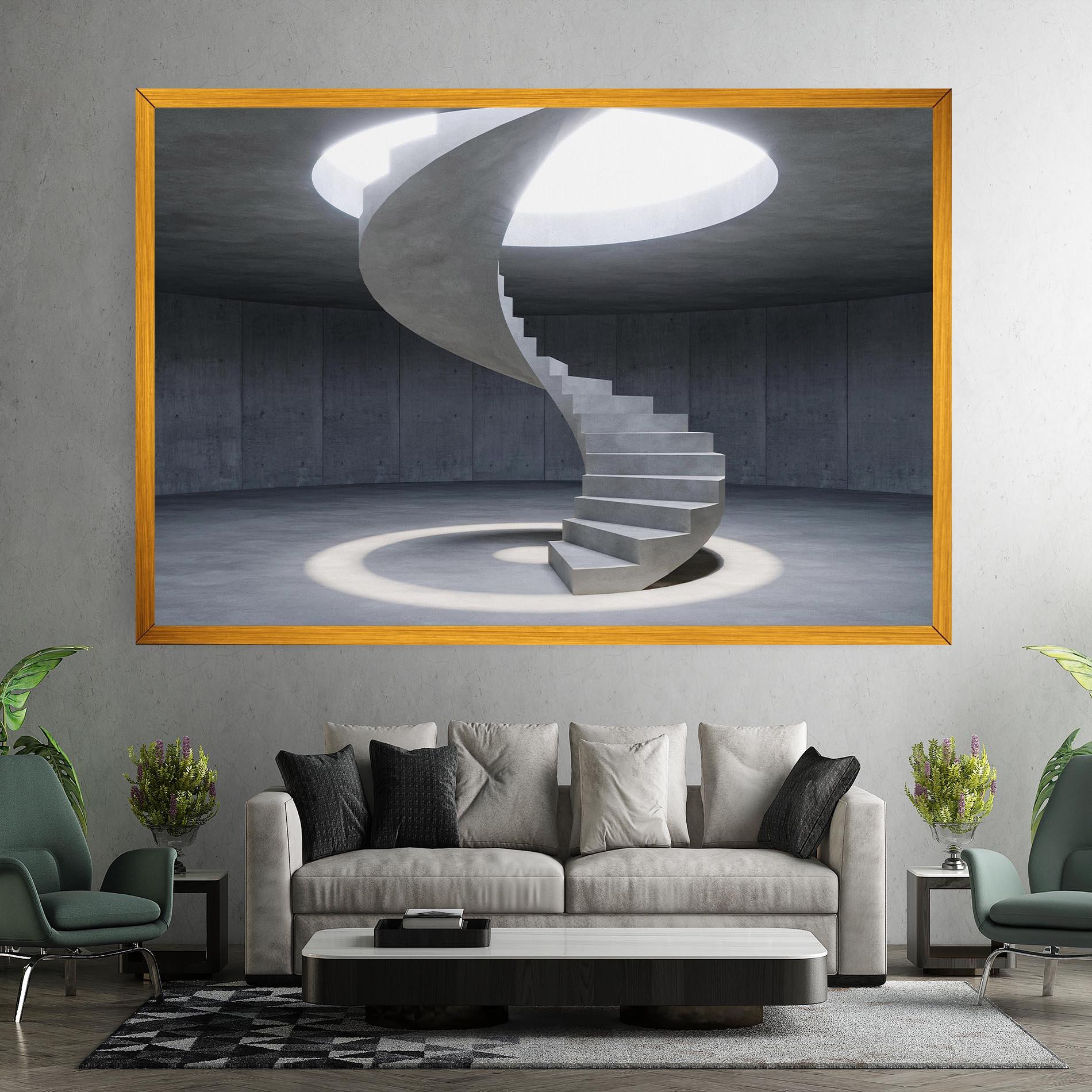 Leinwandbild Spiral White Staircase mockup 7