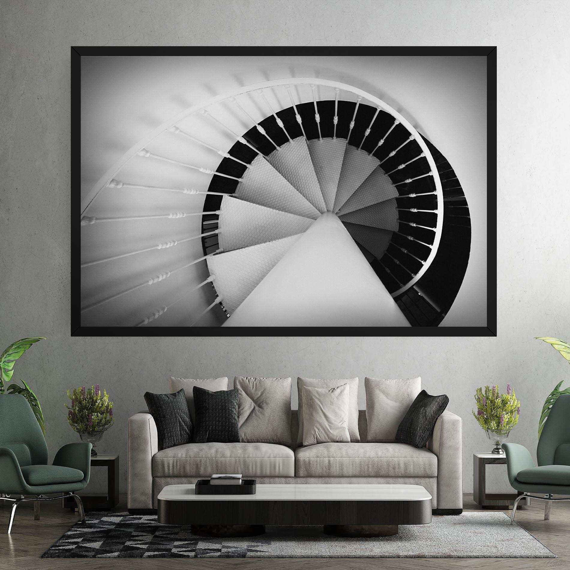 Leinwandbild Black Circle Stairs mockup 7
