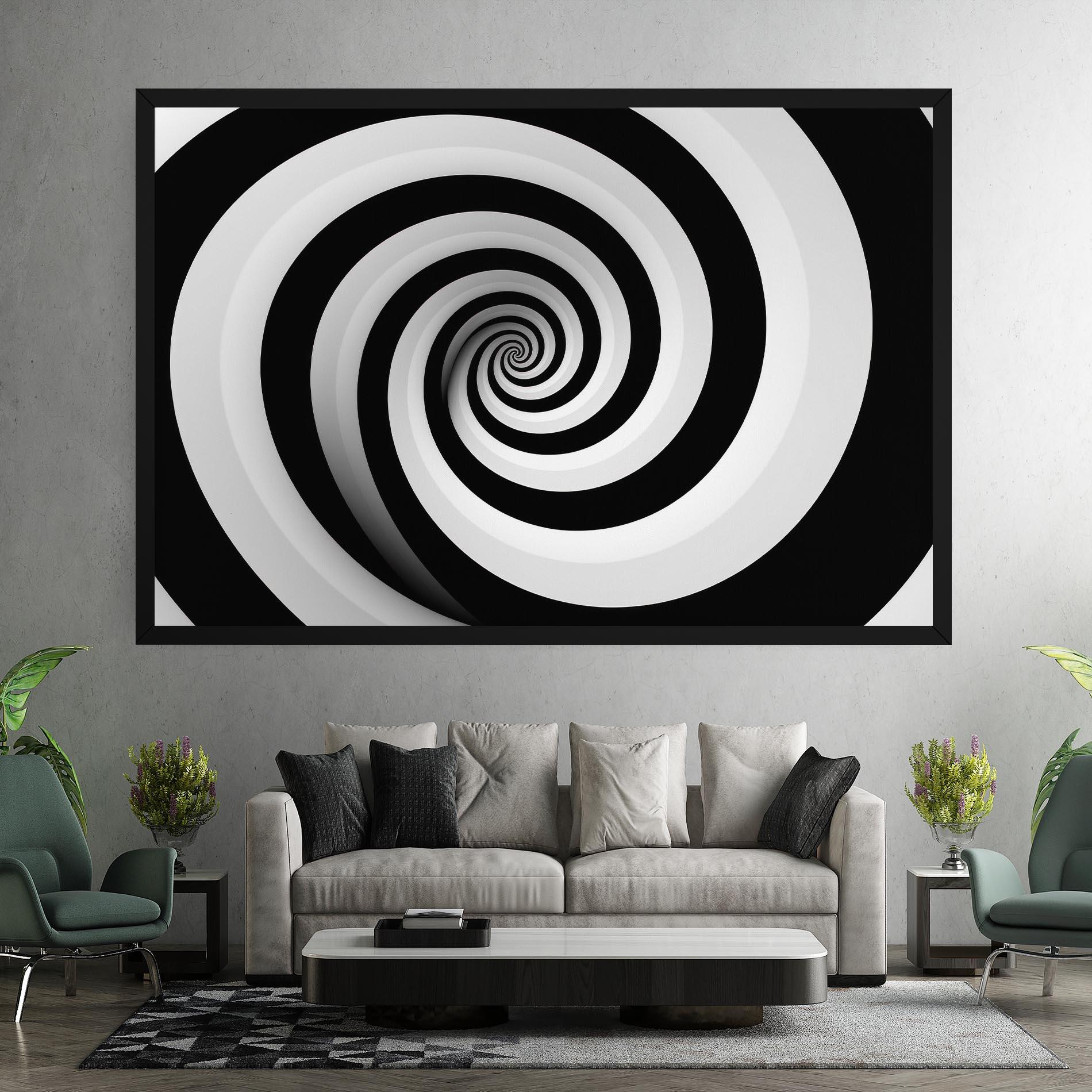 Leinwandbild Black White Spiral mockup 7