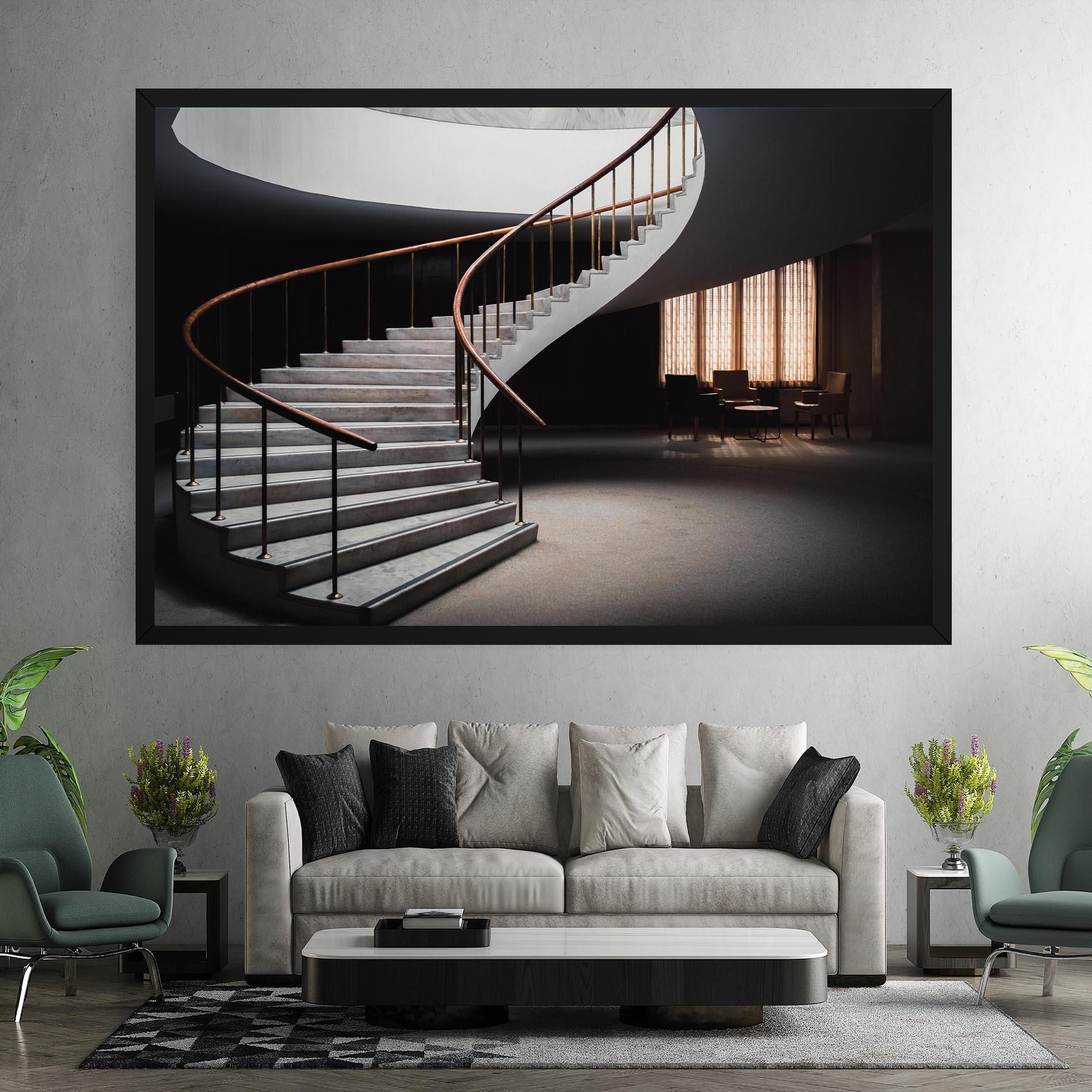 Leinwandbild Dark Room Stairs mockup 7