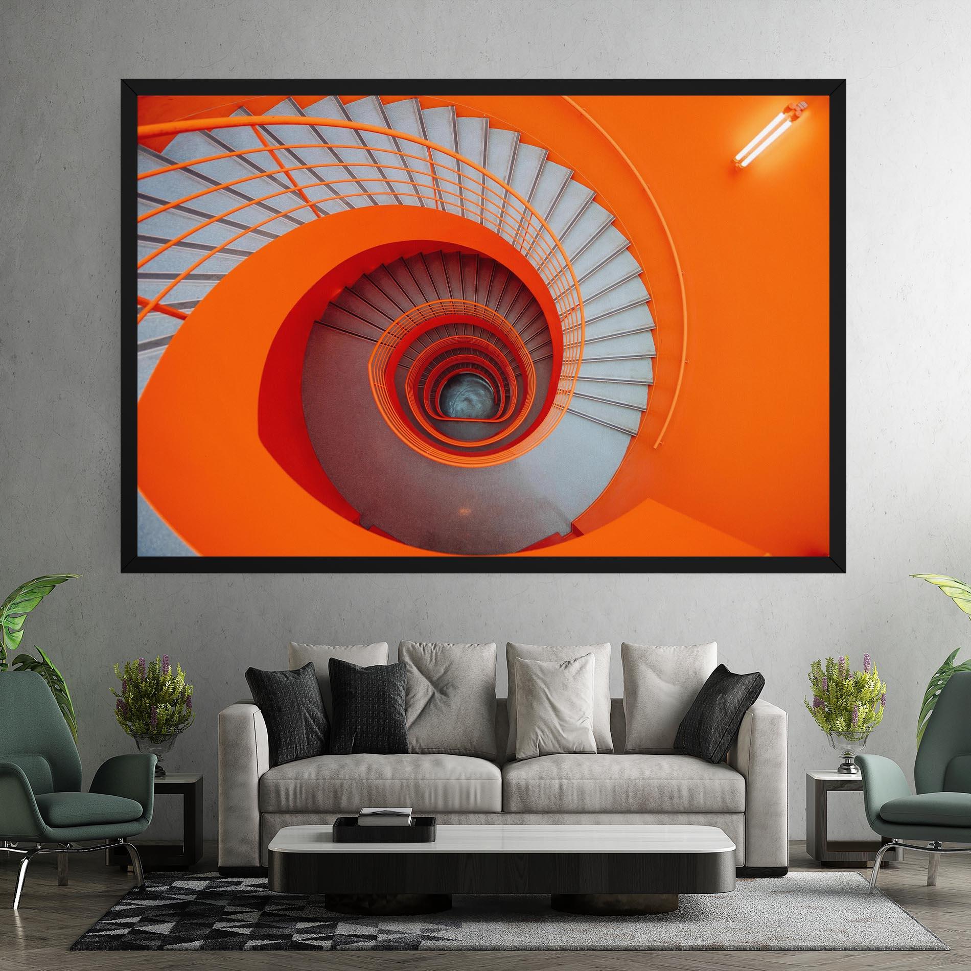 Leinwandbild Grey Orange Stairs mockup 7