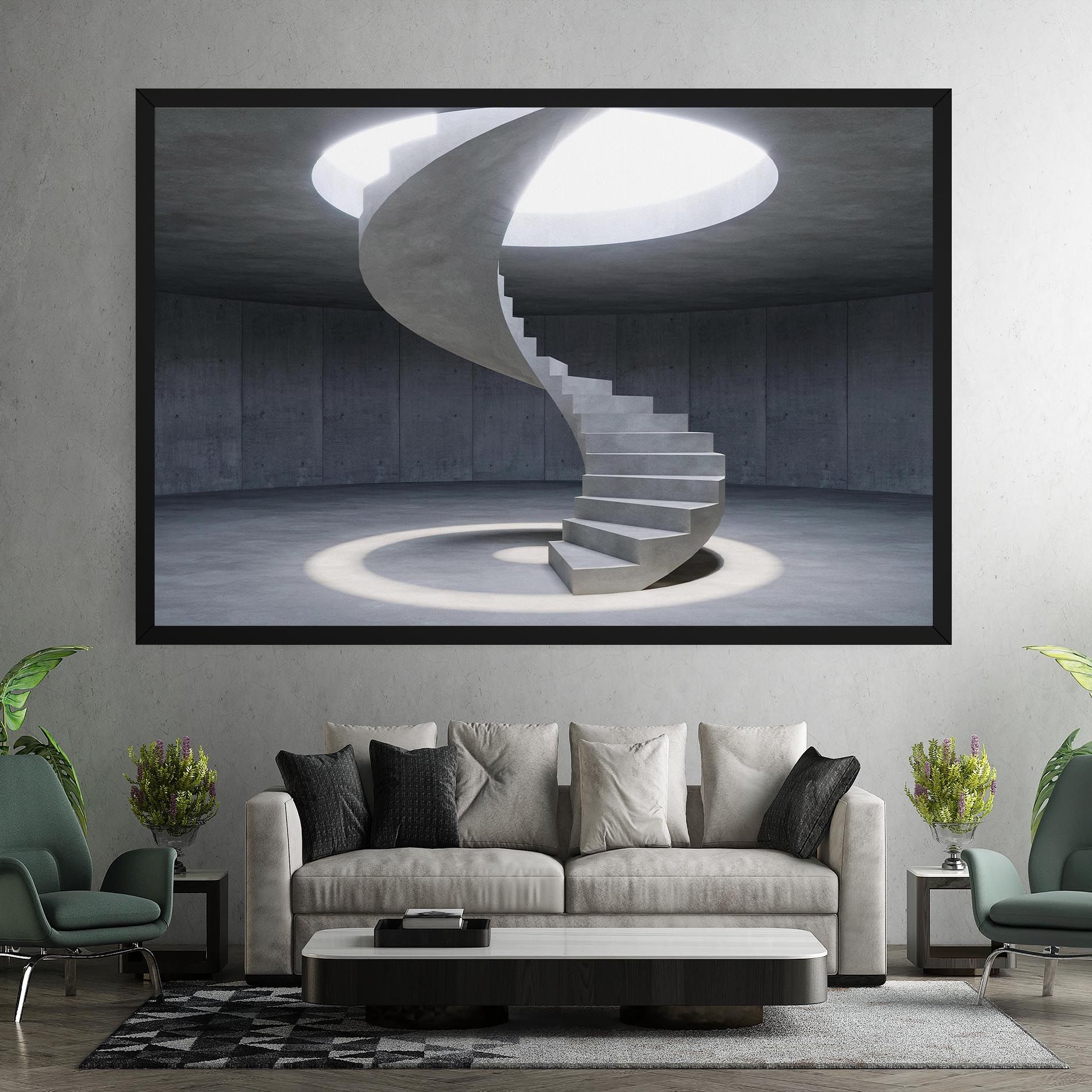 Spiral White Staircase mockup 7